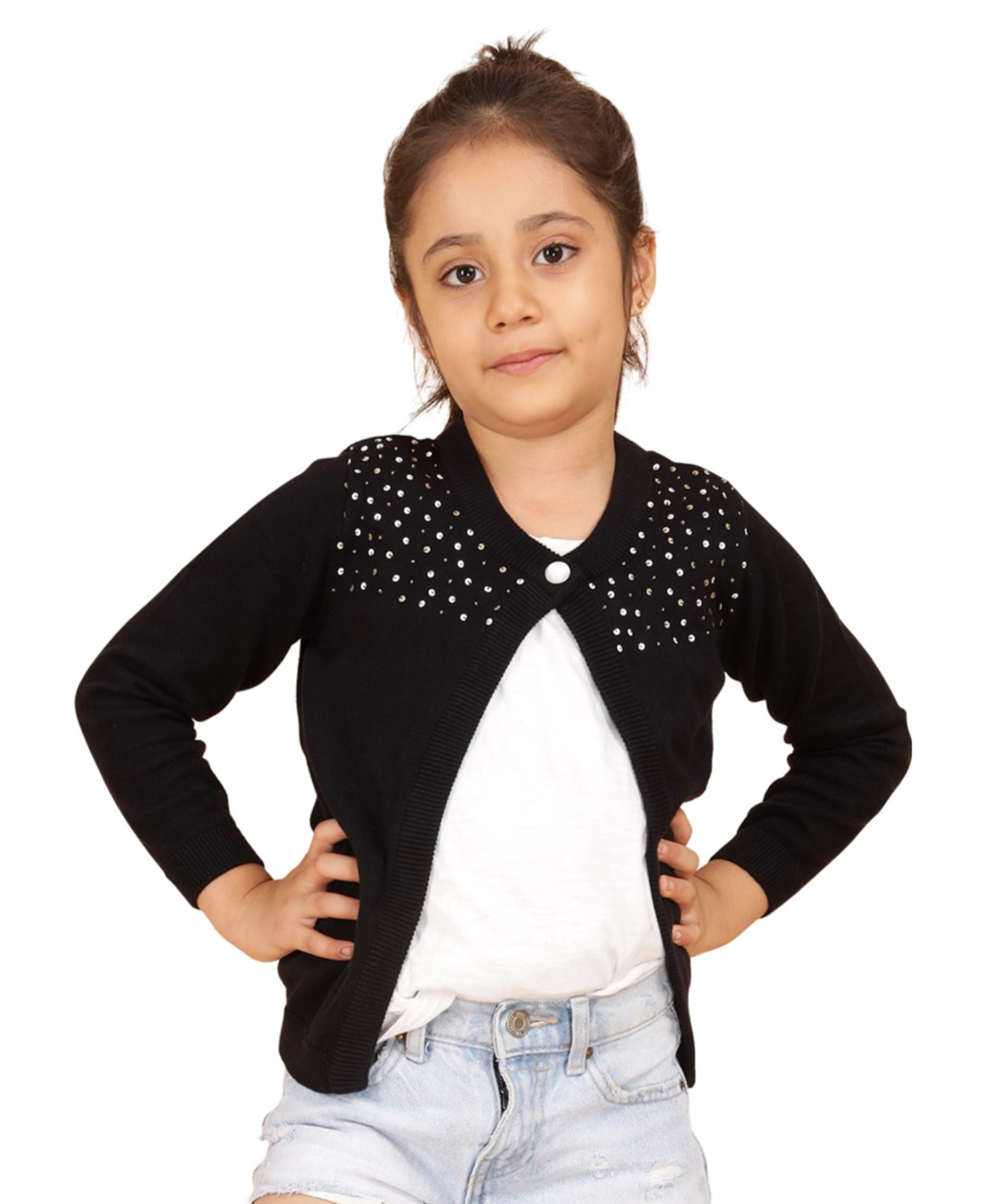 JoE Hazel Full Sleeves Sequin Embellished Cardigan - Black-picture-16