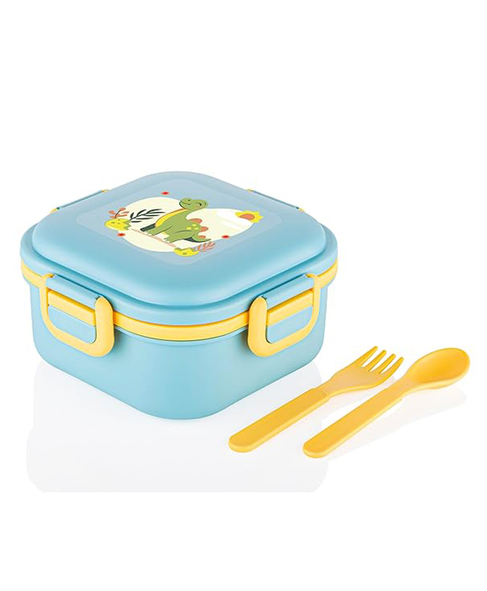 attro ATTRODino Plastic Lunch Box with 3 Compartment Fork & Spoon Blue - 800 ml-picture-18