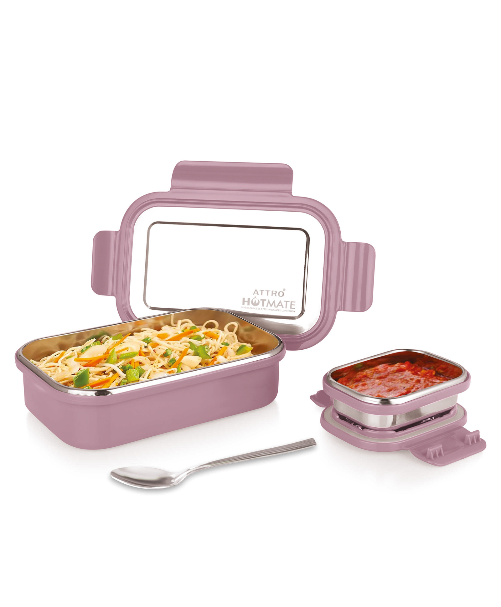 ATTRO Hotmate Stainless Steel Insulated Airtight Leak-Proof Lunch Box Violet - 800 ml-picture-21