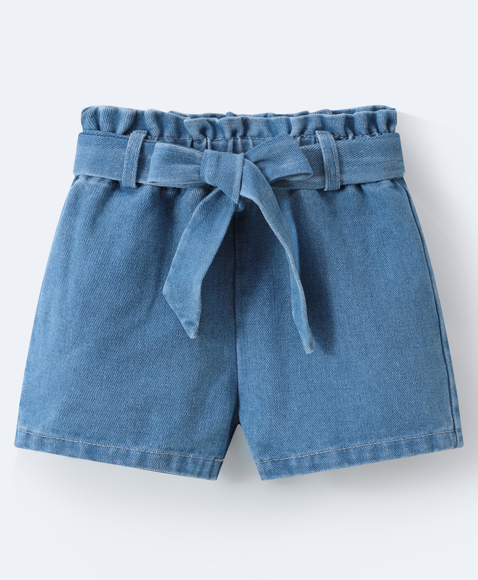 Mark & Mia Solid Denim Shorts With Bow Applique - Blue-picture-19