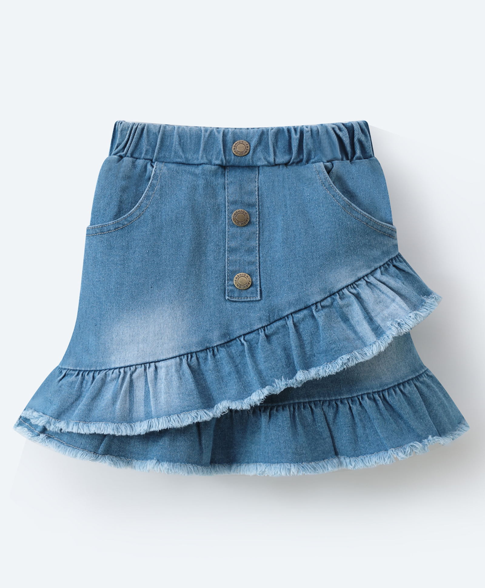 Mark & Mia Washed Denim Skirt With Frill Detailing - Blue-image-15