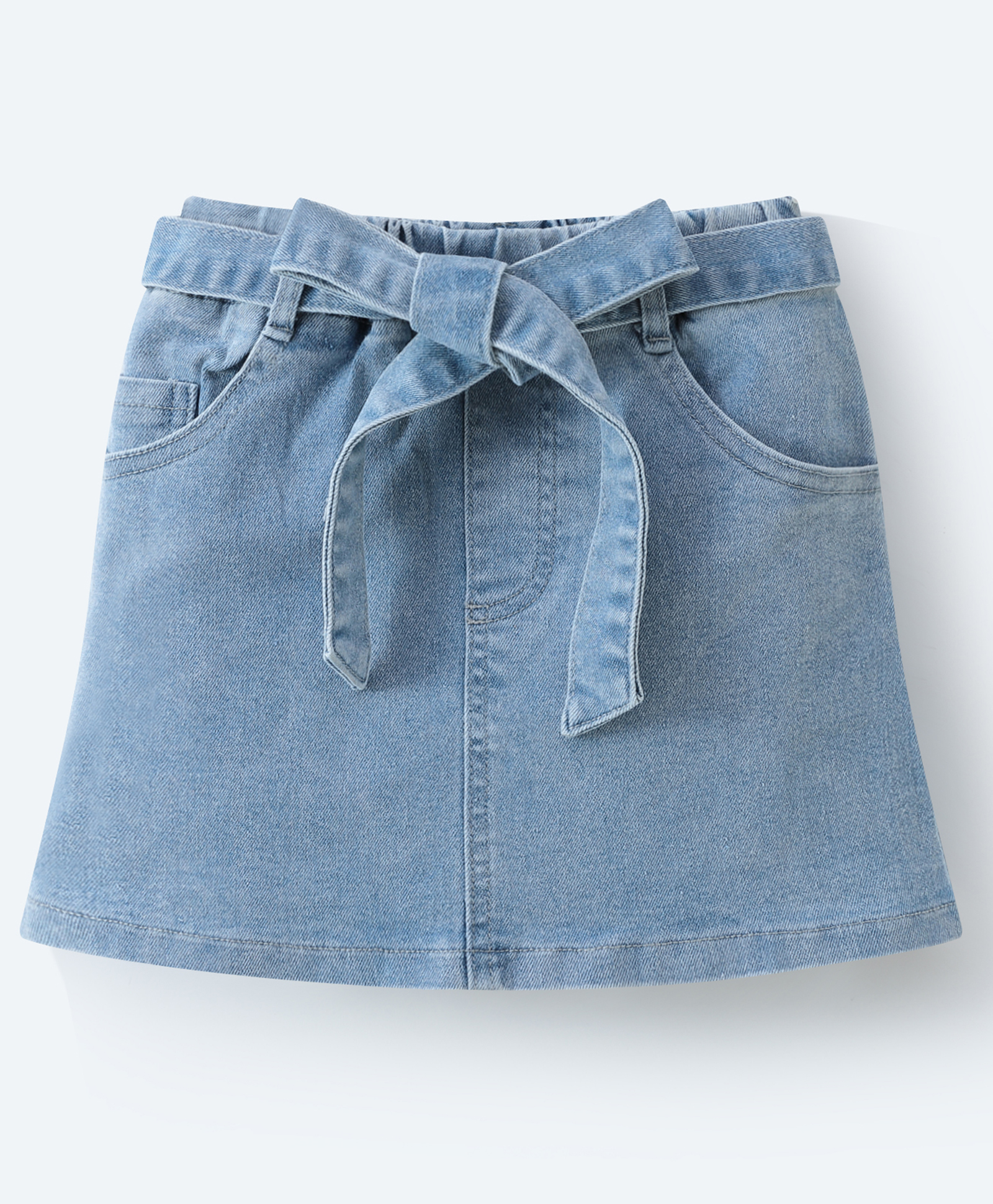 Mark & Mia Solid Denim Skirt With Bow Applique - Light Blue-picture-22
