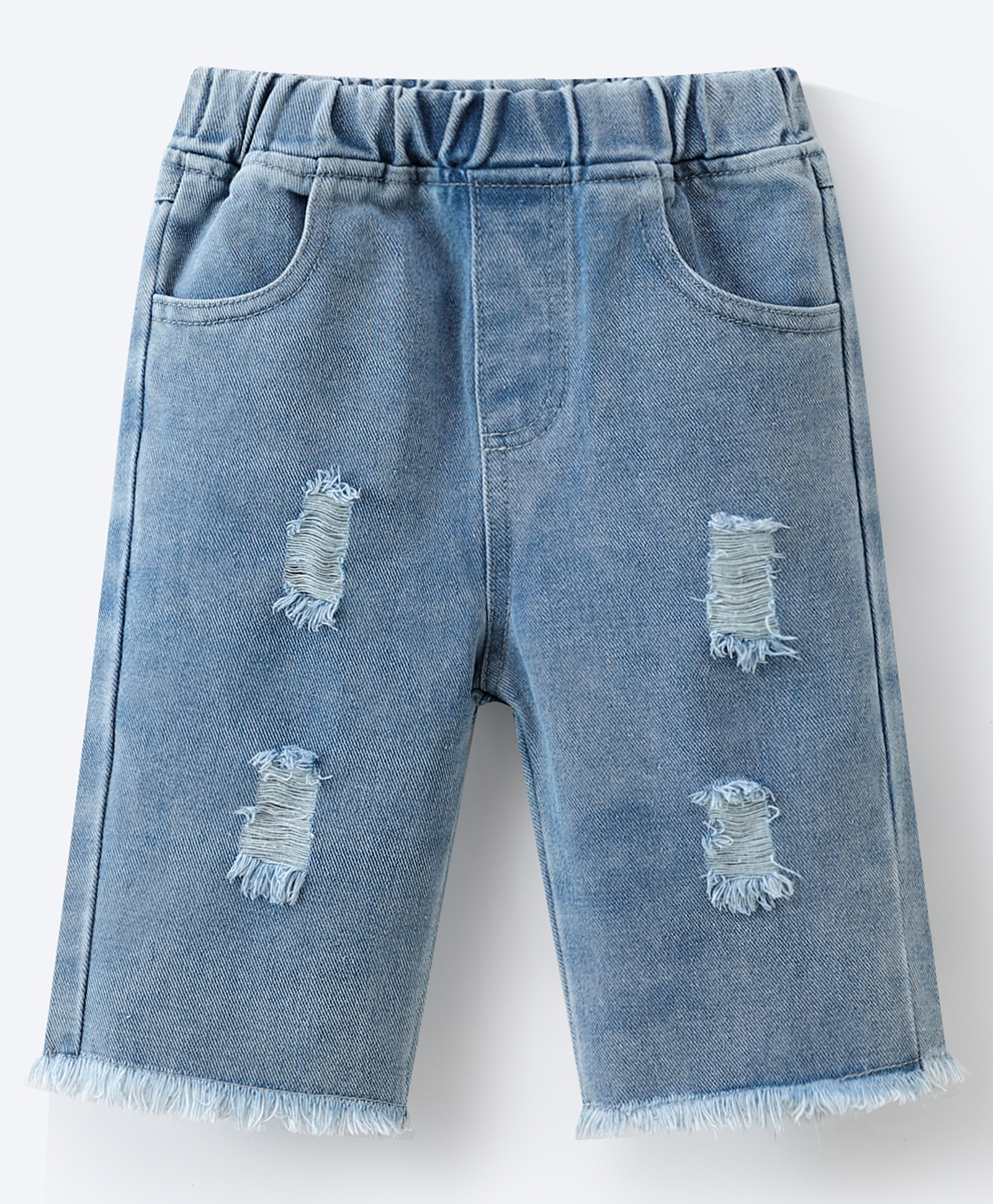 Mark & Mia Washed Denim Shorts With Distressed Design - Blue-picture-23