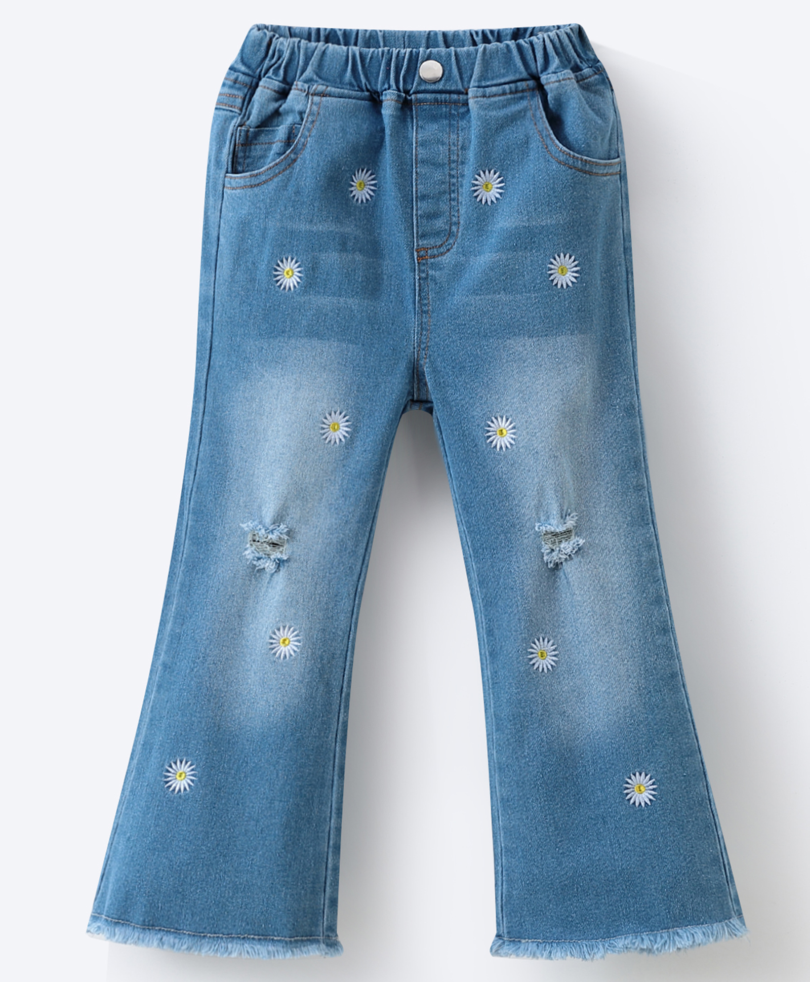 Mark & Mia Denim Jeans With Boot Cut Design &Floral Embroidery - Blue-picture-14