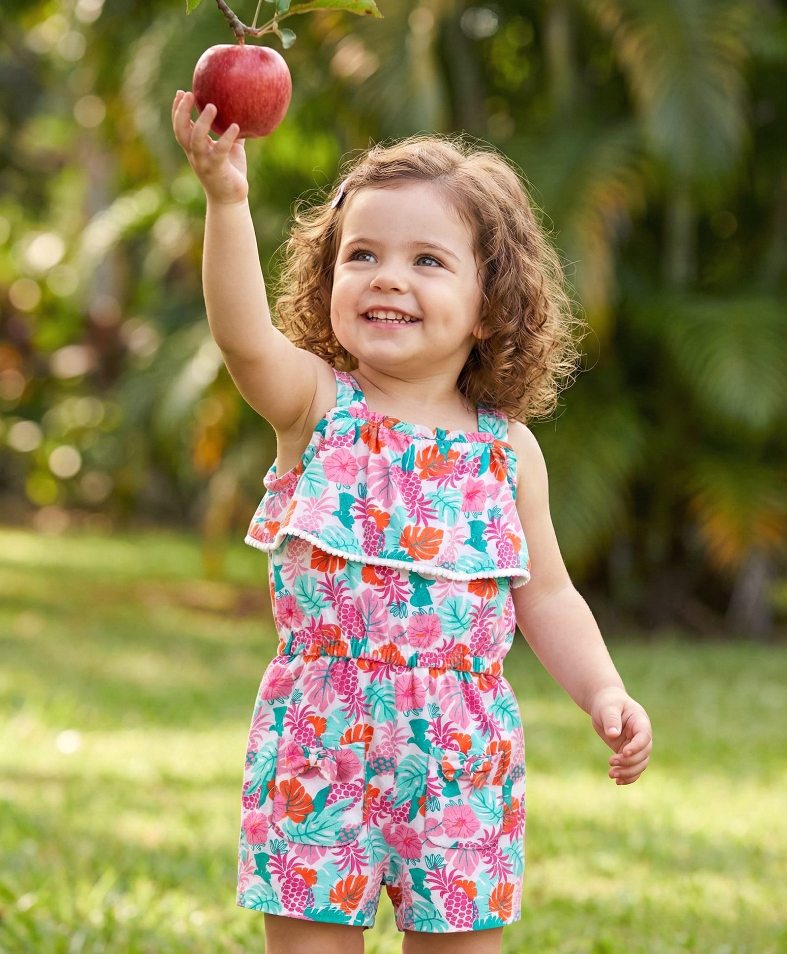 Babyoye 100% Cotton Knit Sleeveless Jumpsuit with Floral Print - Pink & Light Green-picture-13