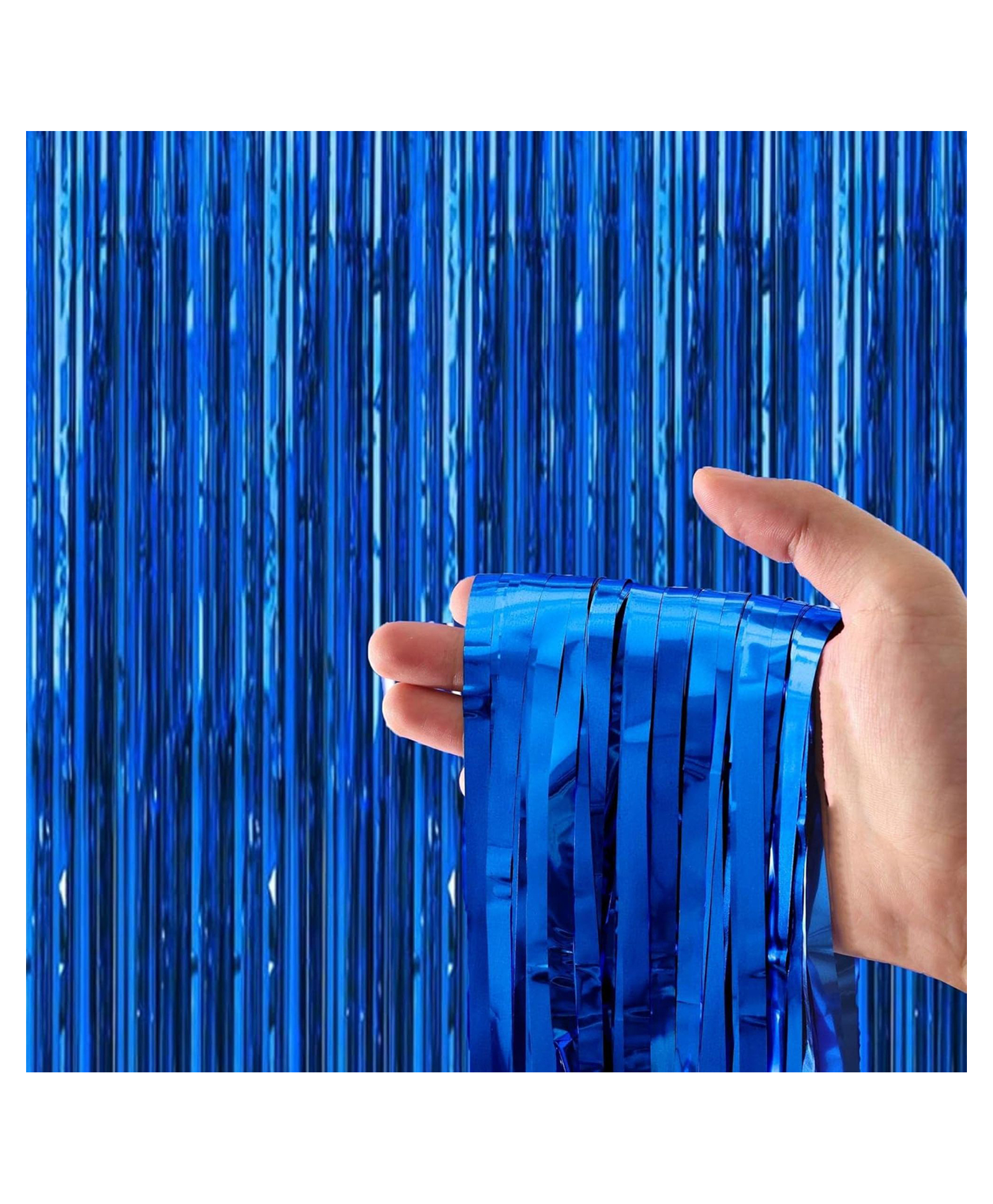 Birthday Popper Blue Fringe Curtain (2 Pack; 3.5ft x 6.5ft Each) Backdrop Streamers for Party Birthday, Baby Shower, Wedding Decorations-image-3