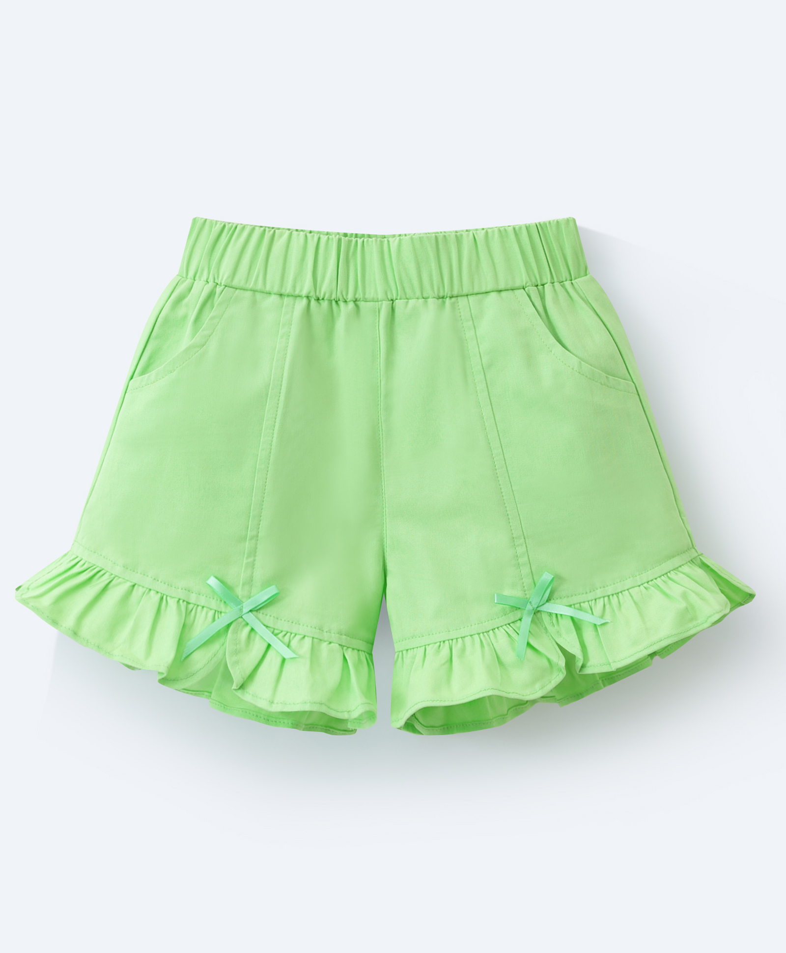 Mark & Mia Cotton Shorts with Frill & Bow Detailing- Light Green-picture-14