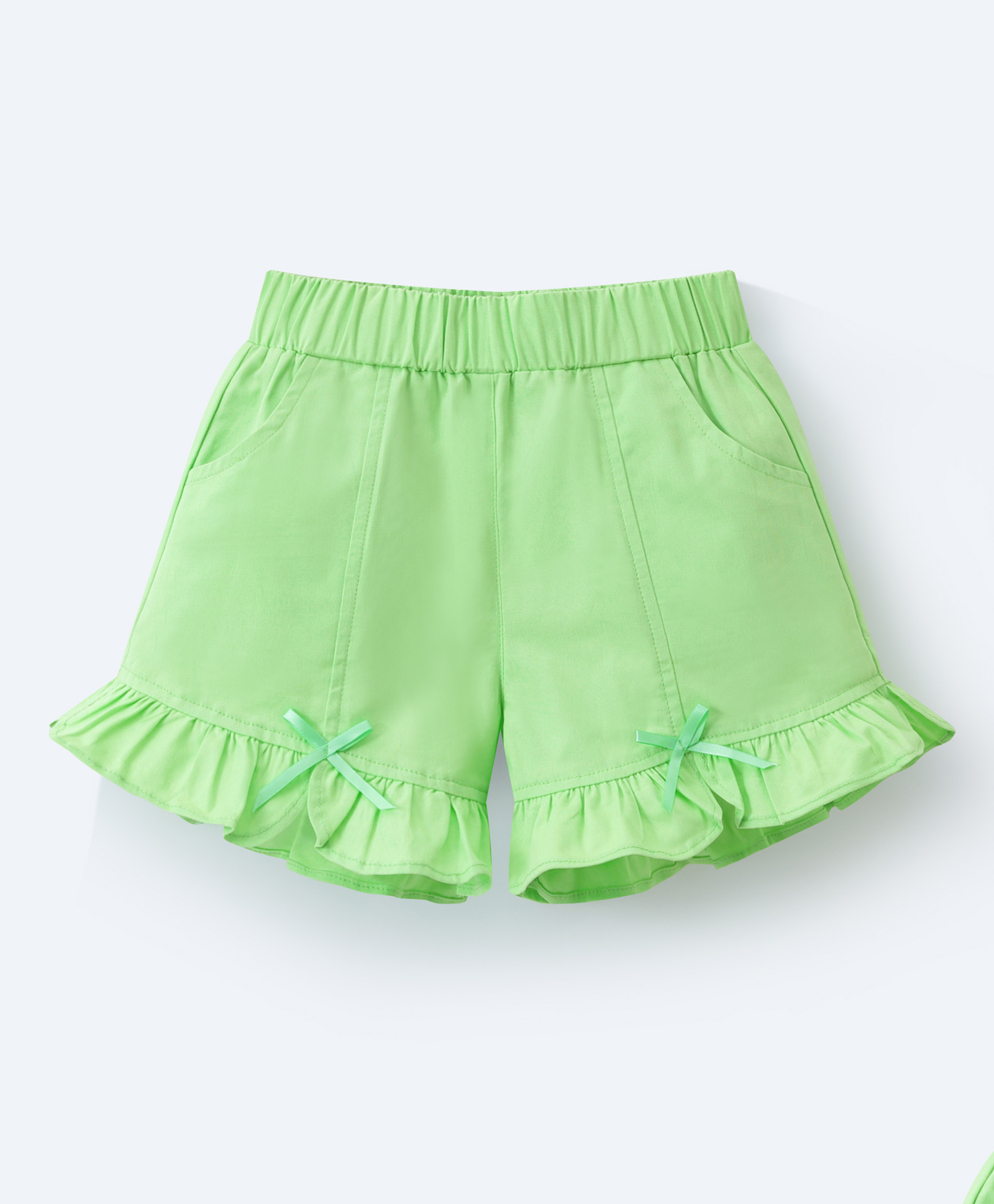 Mark & Mia Cotton Shorts with Frill & Bow Detailing- Light Green-picture-28