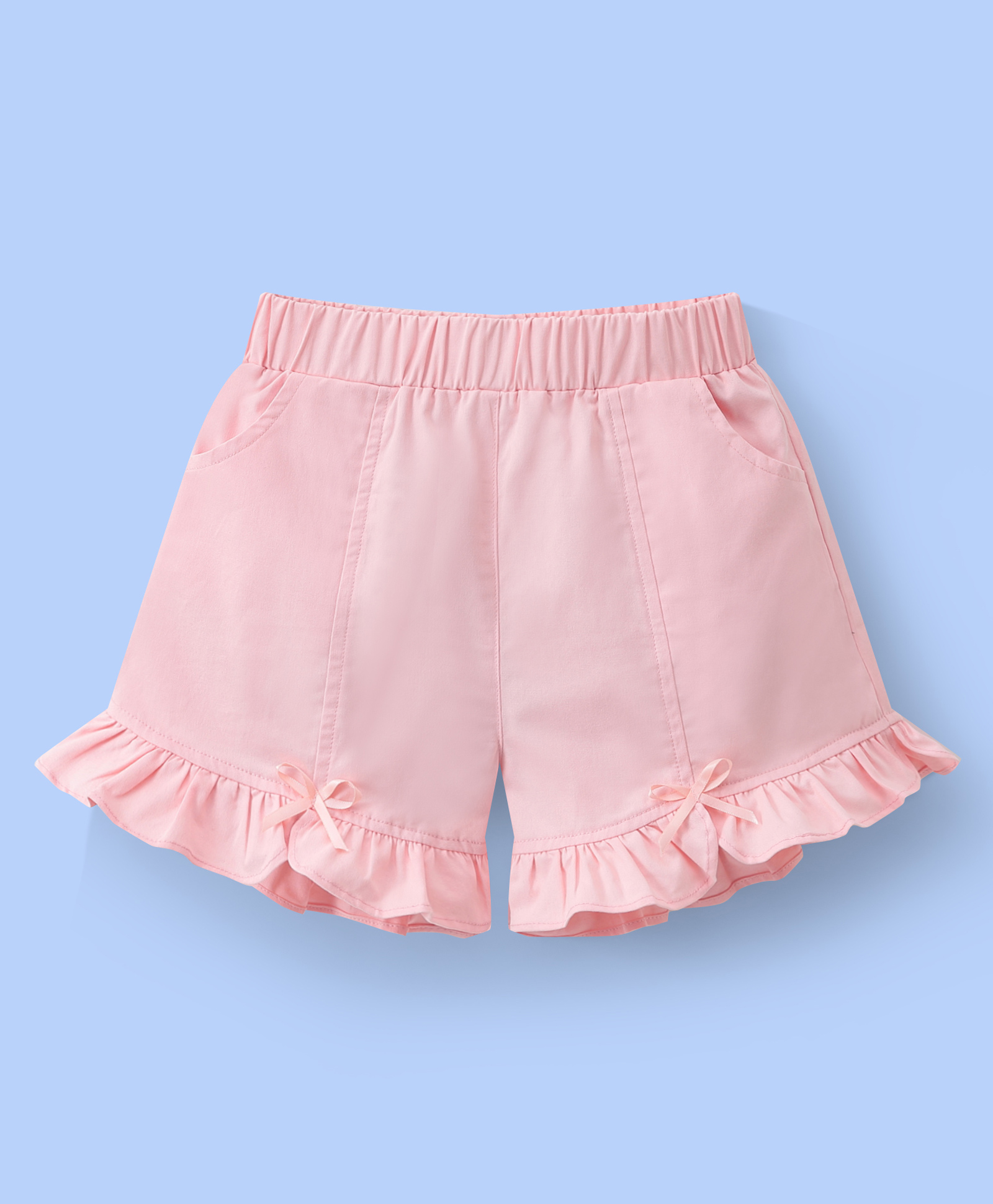 Mark & Mia Cotton Shorts with Frill & Bow Detailing- Pink-picture-16