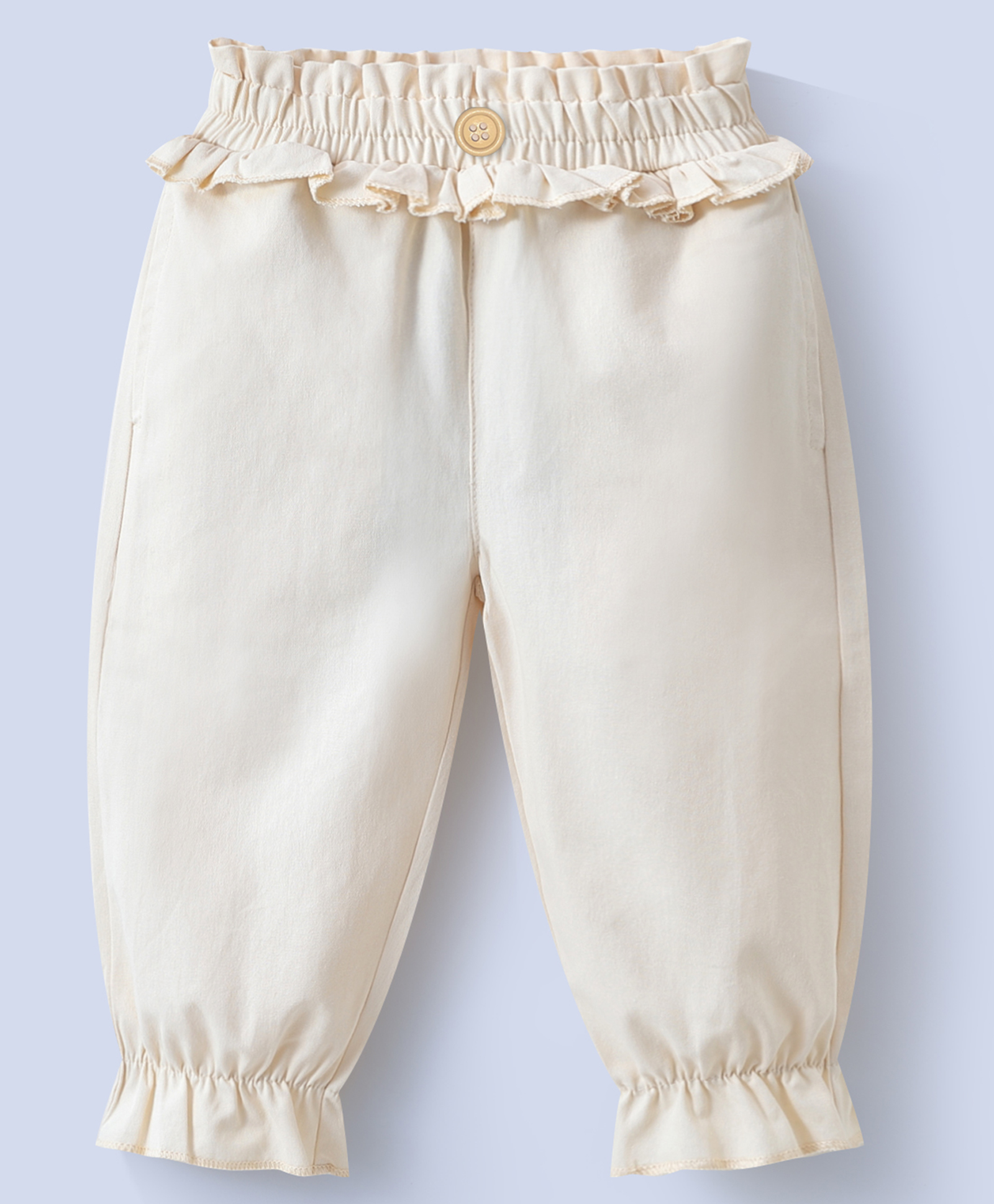 Mark & Mia Ankle Length Solid Color Trouser with Frill Detailing - Beige-picture-18