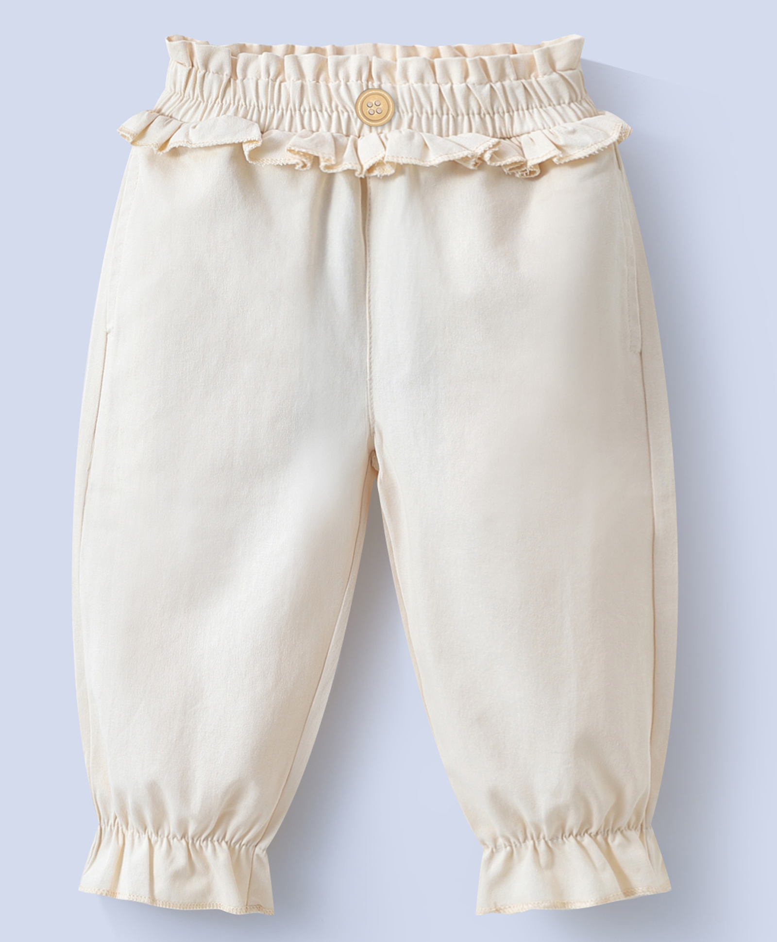 Mark & Mia Ankle Length Solid Color Trouser with Frill Detailing - Beige-picture-21