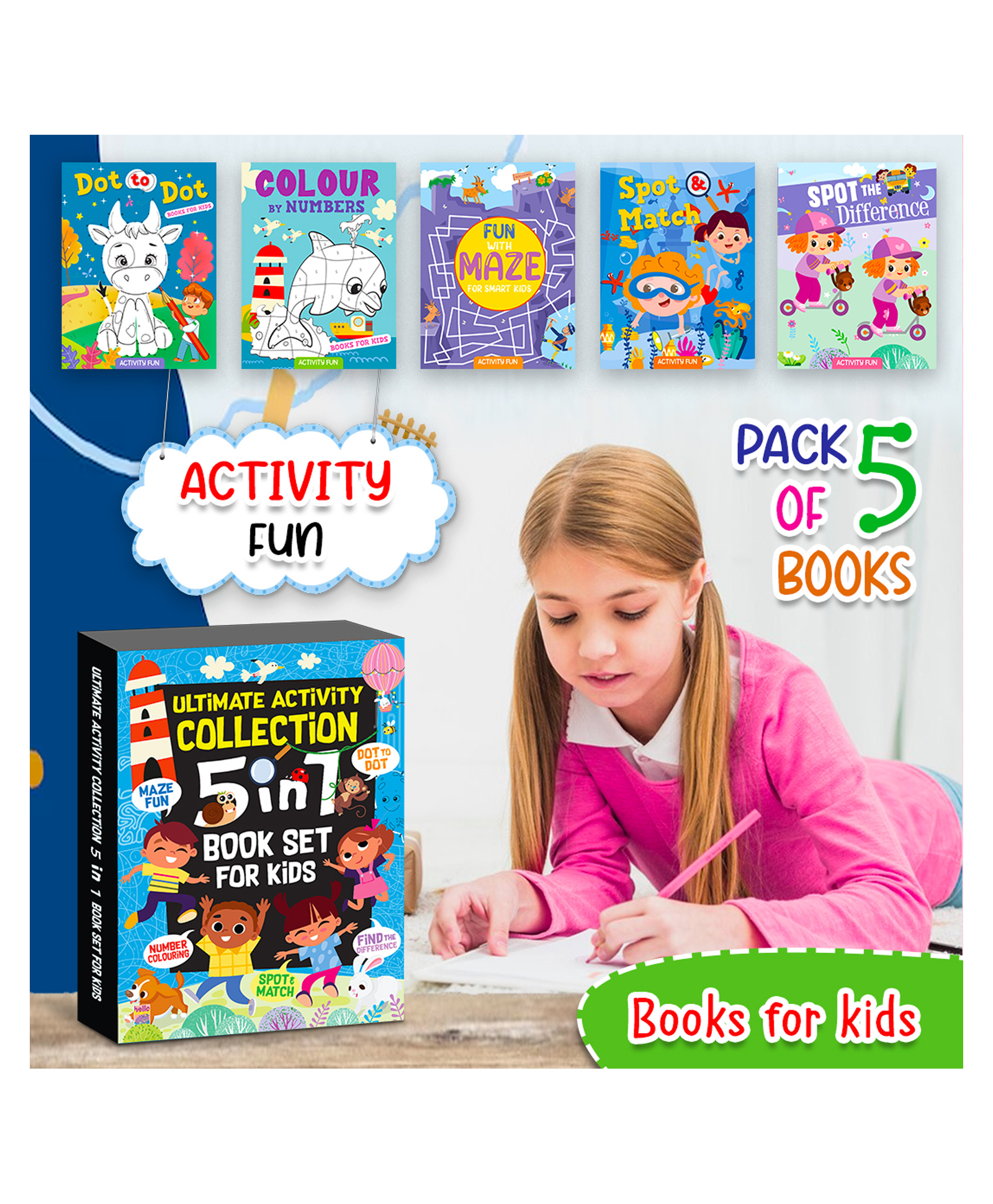 5-in-1 Ultimate Early Learning Colouring Picture Activity Books for Kids, Children and Toddlers(Pack of 5) - English-image-2