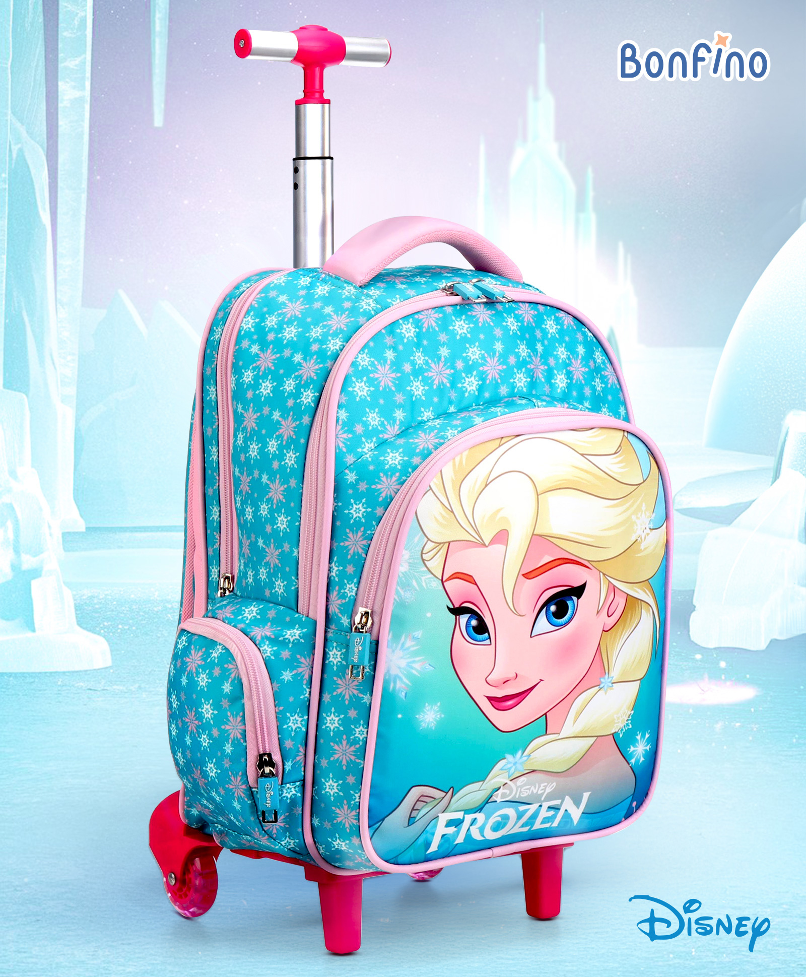 Bonfino Disney Frozen Theme School Trolley Backpack Sky Blue - Height 16 Inches-image-41
