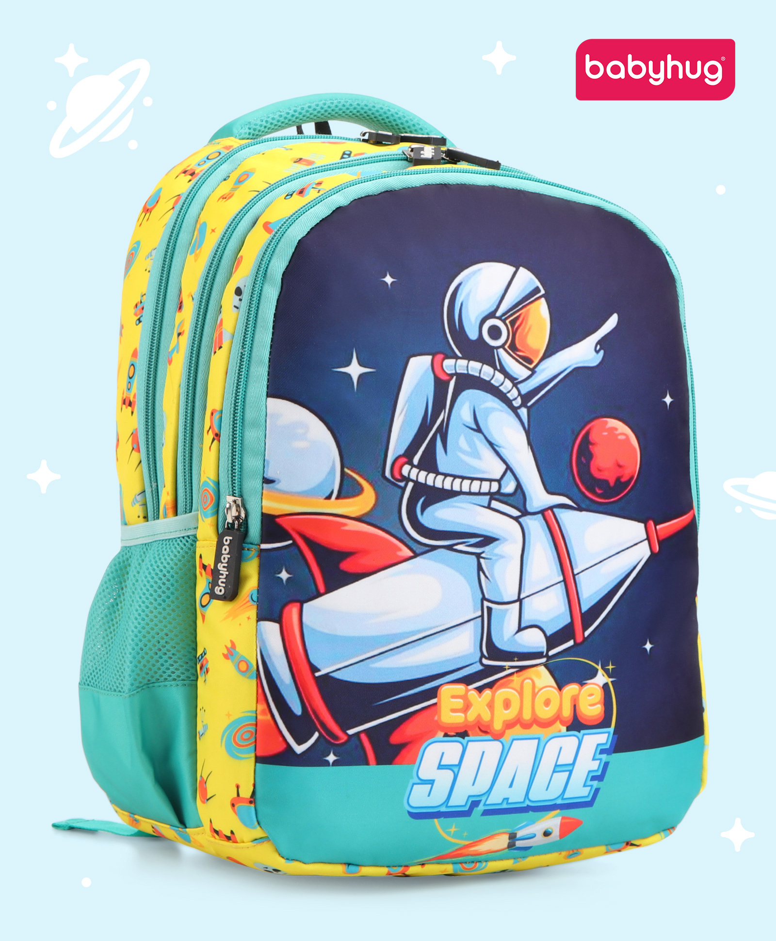 Babyhug Explore Space School BackpackBlue - Height 16 Inches-image-29