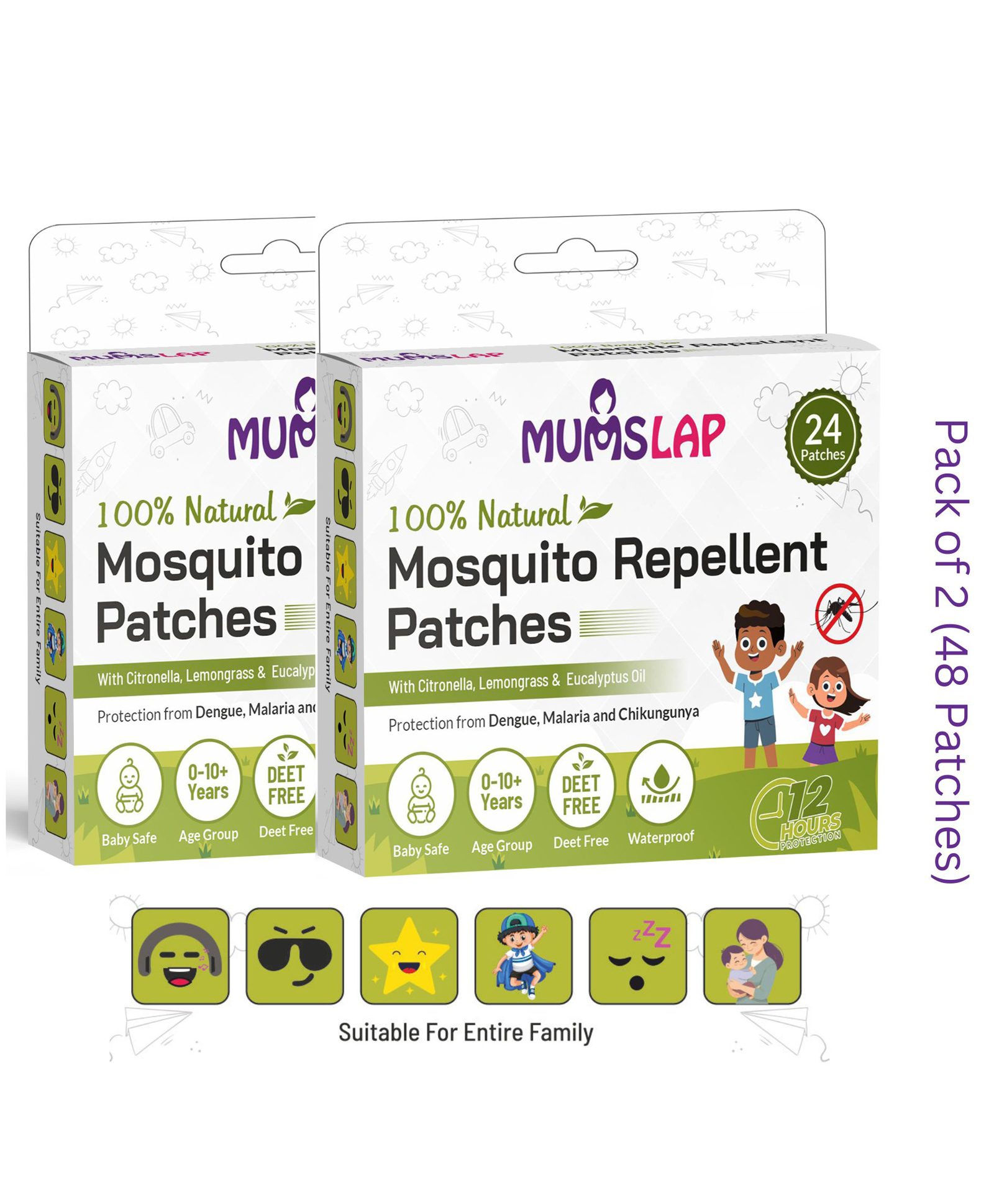 mumslap 100% Natural Mosquito Repellent Patches for Babies & Kids - 48 Patches-picture-1