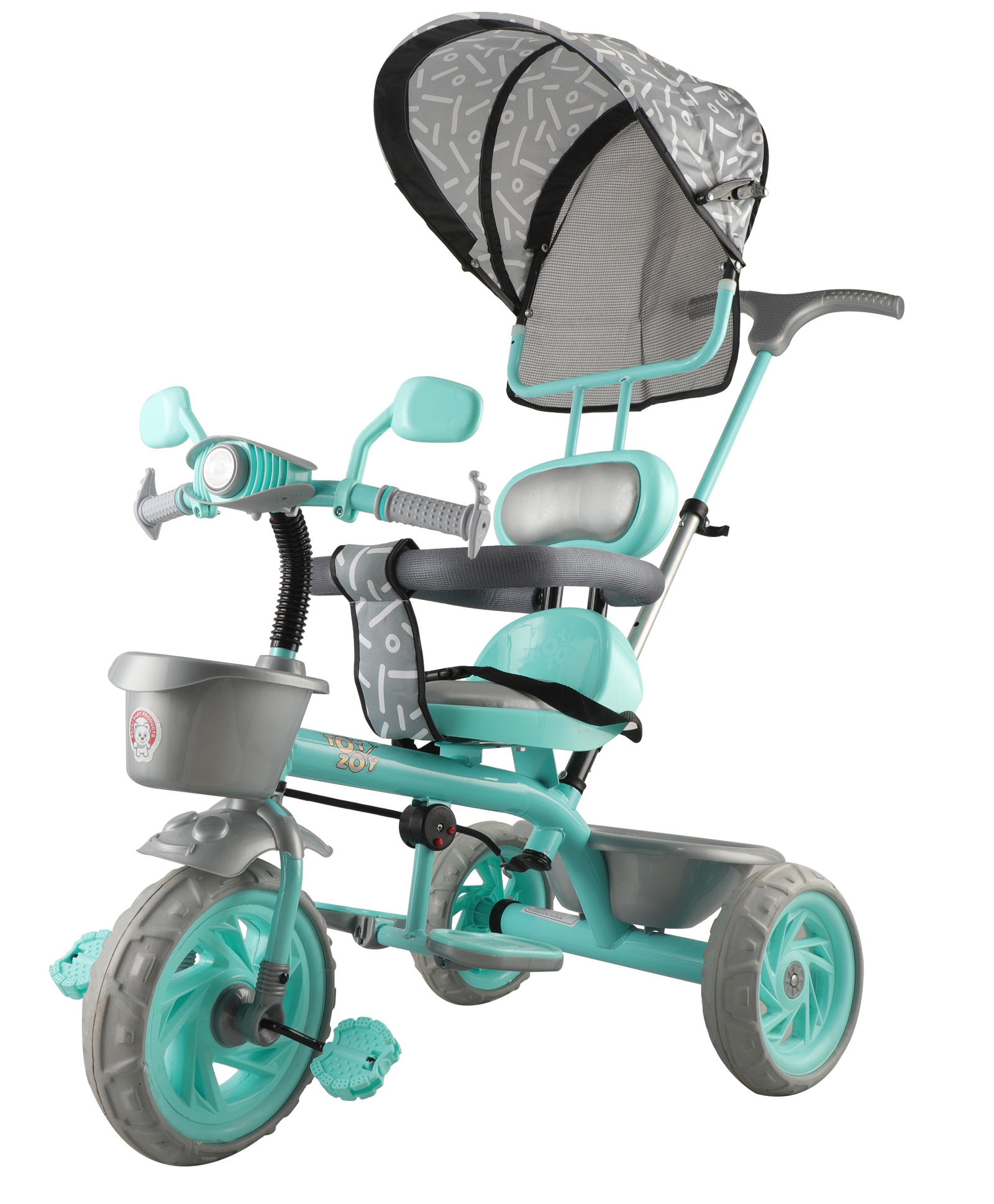 JoyRide Tiny Trekker Tricycle for Kids 1.5 to 5 Years with Reversible Seat,Parental  Push Handle, Foldable Canopy Storage Baskets |Plug & Play Trikes for Girls Boys Mystic Green-image-17