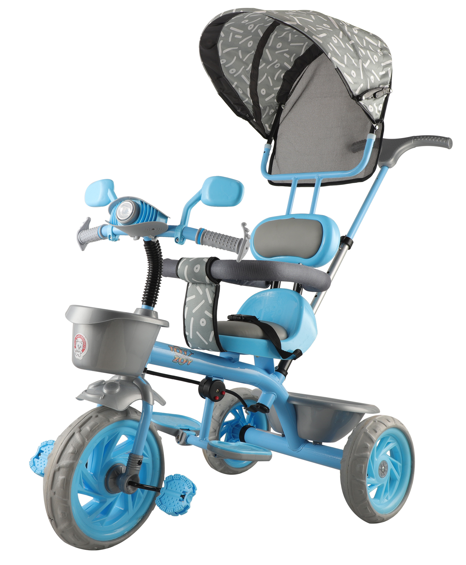 JoyRide Tiny Trekker Tricycle for Kids 1.5 to 5 Years with Reversible Seat,Parental  Push Handle, Foldable Canopy Storage Baskets |Plug & Play Trikes for Girls Boys Malachite Blue-image-7
