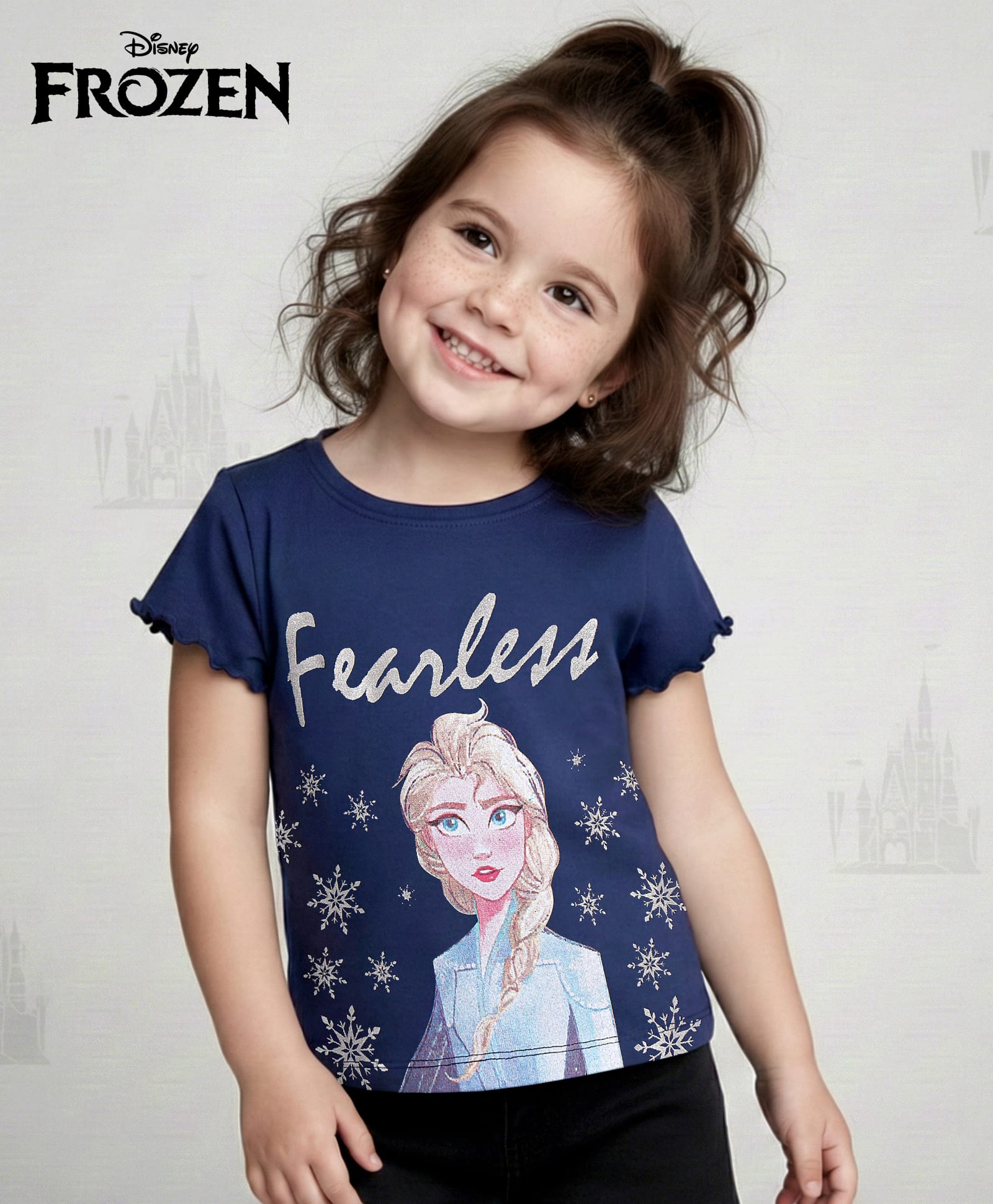 Babyhug Disney Single Jersey Knit Half Sleeves T-Shirt With Elsa Graphics - Navy Blue-picture-28