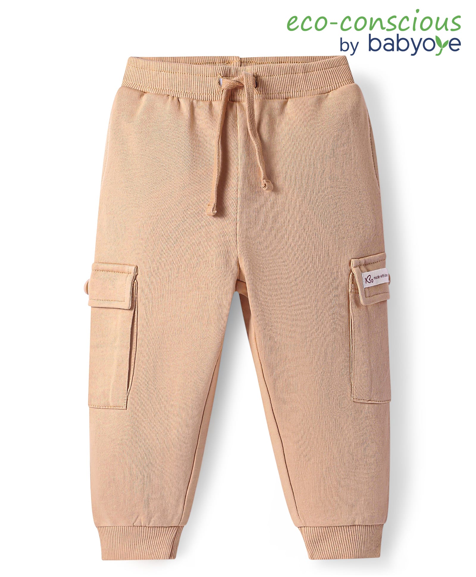 Babyoye 100% Cotton Knit Full Length Solid Dyed Lounge Pant - Tan-picture-35