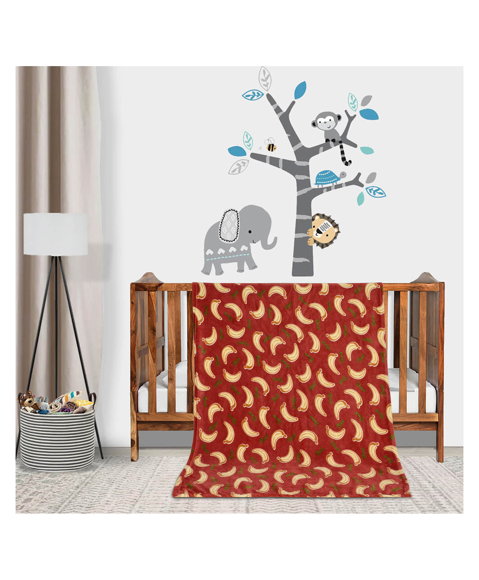Florida All Season AC Baby Blanket Swaddler Wrapper Flannel Soft and Comfortable for 0-5 Years Babies with Banana Print Rust-picture-23