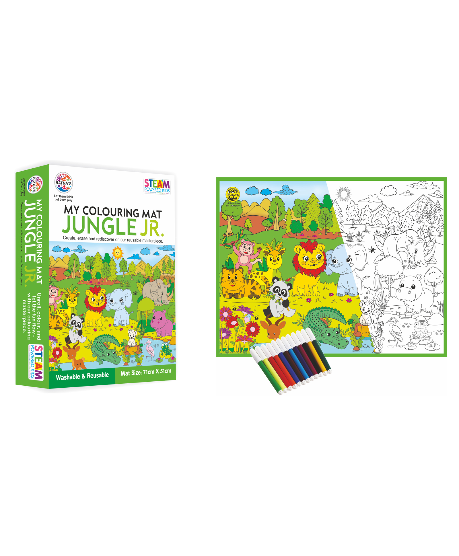 Ratnas My Colouring Mat Jungle Junior Set of 13 Pieces - Multicolor-picture-13