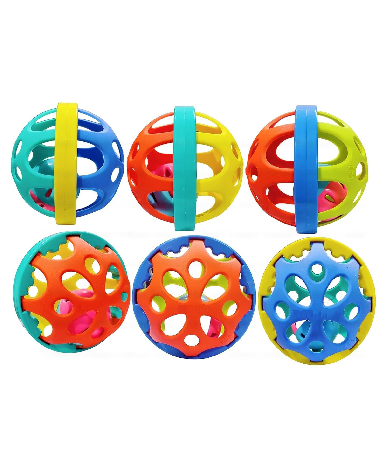 FunBlast Ball Shaped Rattle and Teether Toy for Babies  6 Balls-image-27