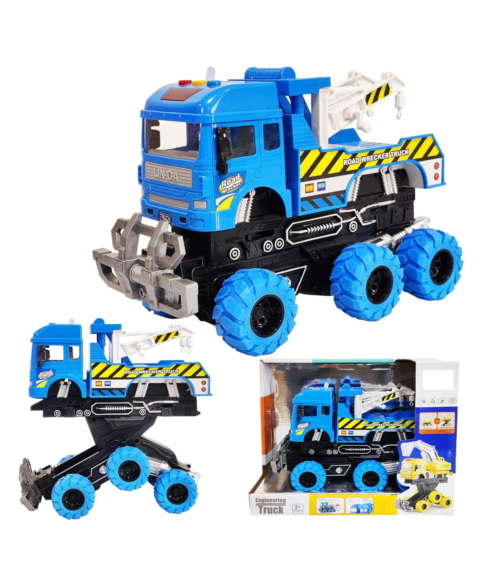 FunBlast 6 Wheel Drive Construction Crane Truck Toy with Light & Sound  Multicolor-image-40