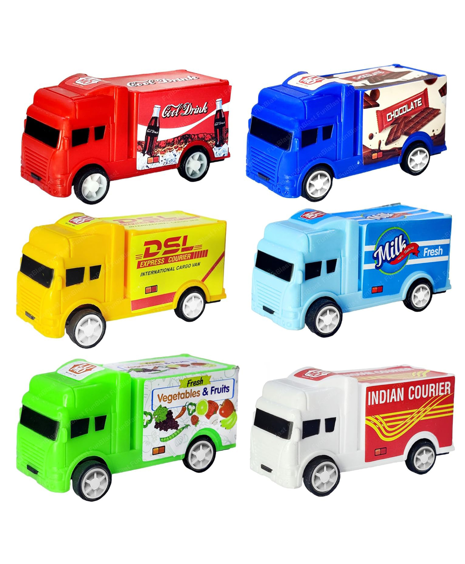 FunBlast Mini Size Pull Push Van Toys for Kids  Pack of 6 Multicolor-picture-15