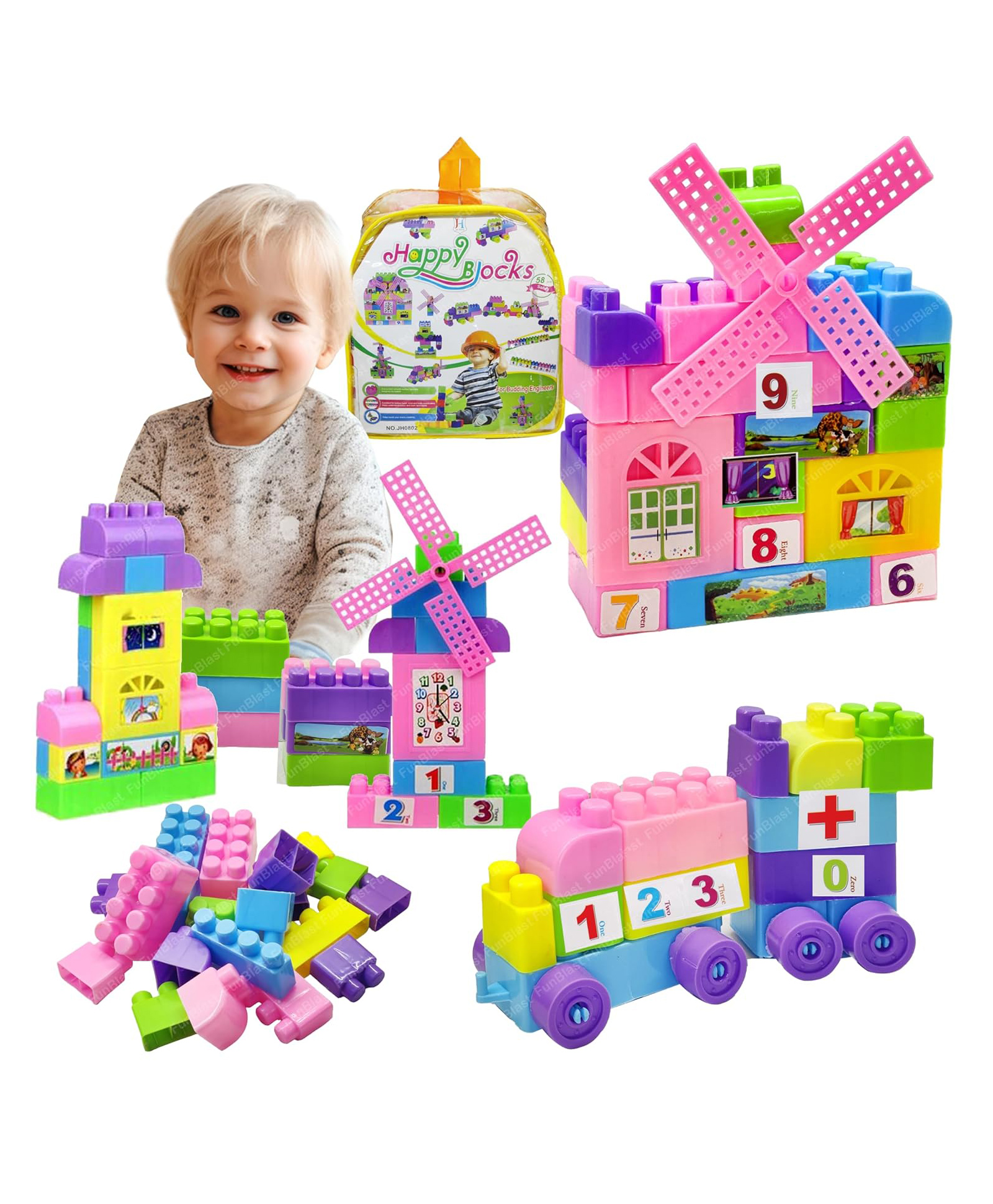 FunBlast Building Blocks for Kids58 Pcs Multicolor-image-3