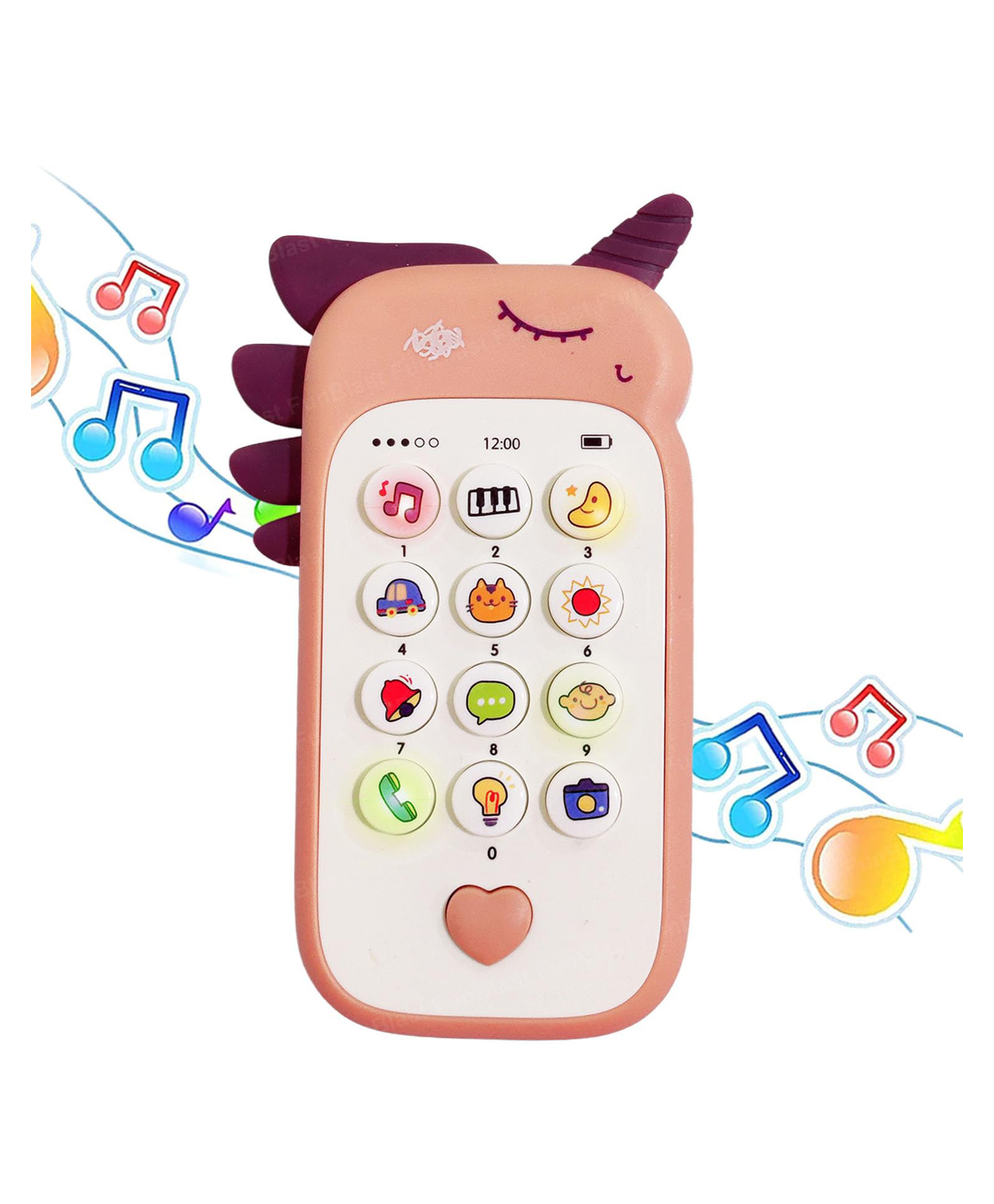 FunBlast Unicorn Theme Mobile Phone Toy with Light and Music - Peach-image-22