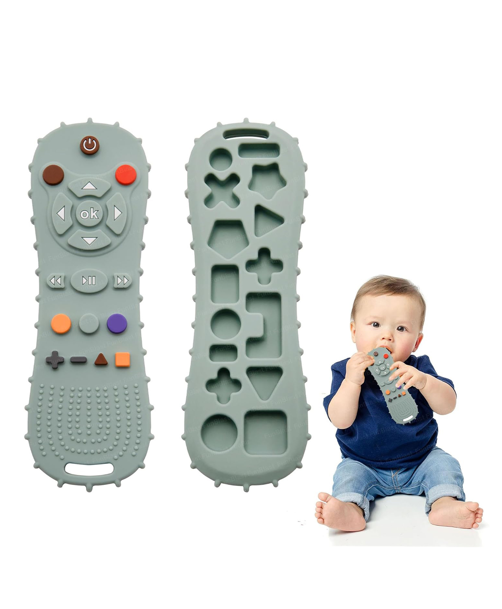 FunBlast Remote Shaped Silicone Teether Toy for Babies  Pack of 1 Sea Green-image-47