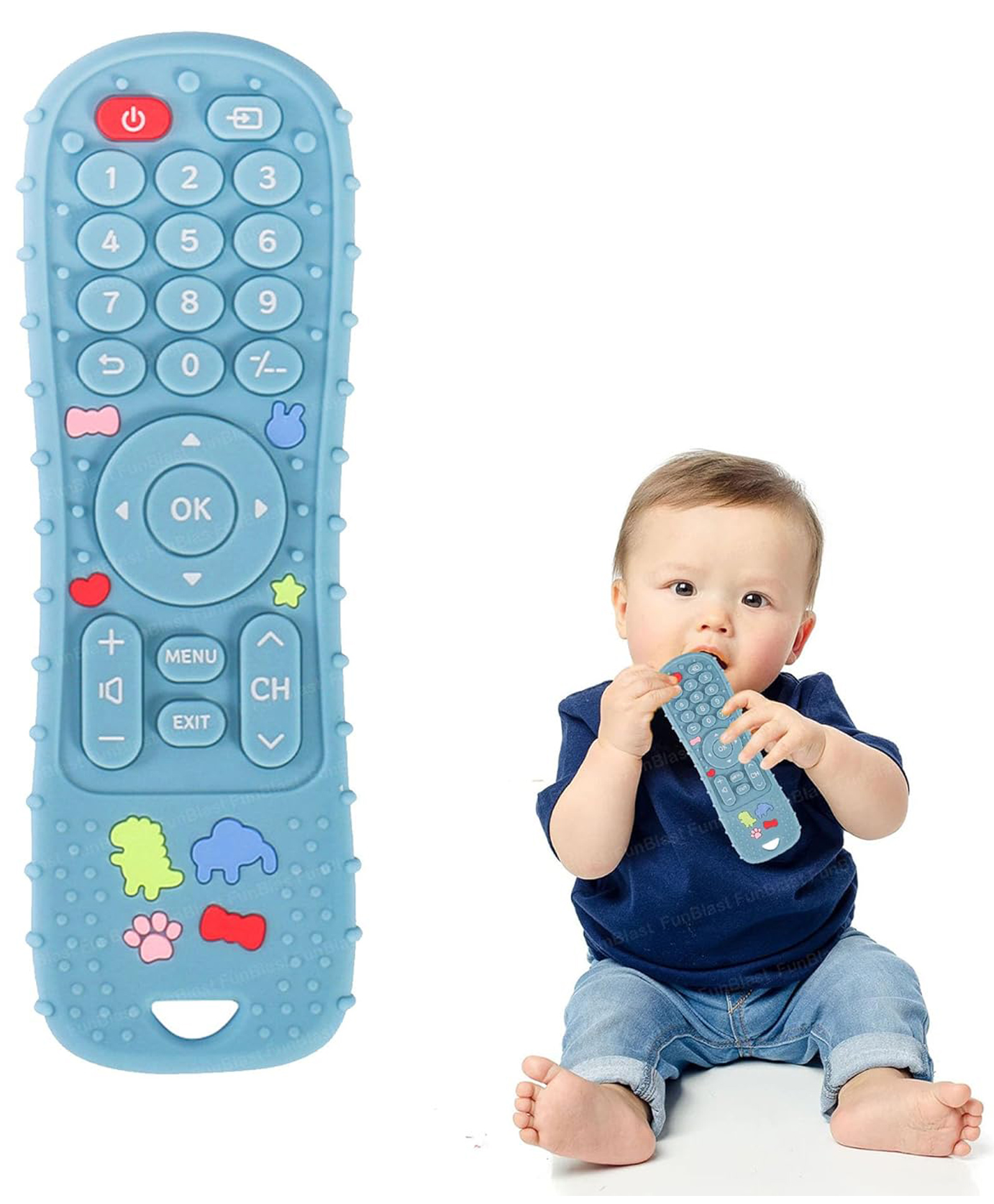 FunBlast Remote Shaped Silicone Teether Toy for Babies  Pack of 1 Blue-picture-14