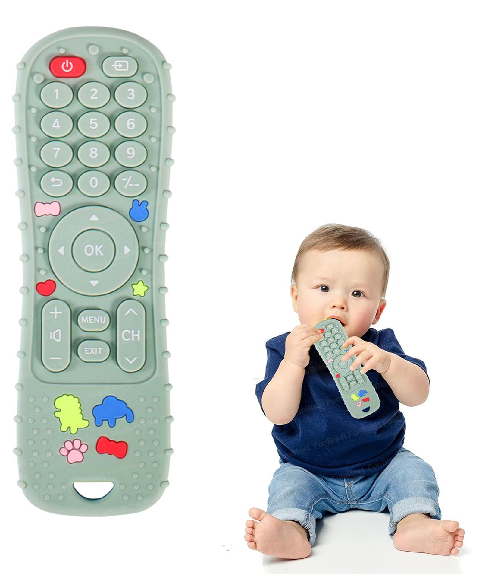 FunBlast Remote Shaped Silicone Teether Toy for Babies  Pack of 1 Sea Green-picture-12