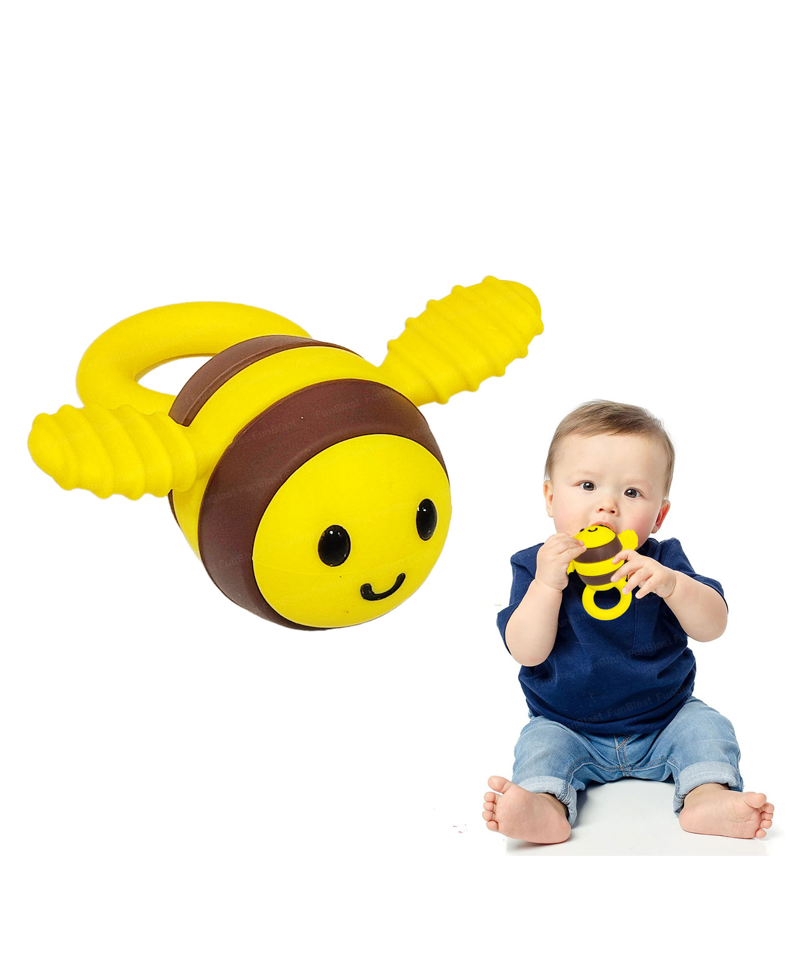 FunBlast Bee Shaped Silicone Teether Toy for BabiesPack of 1-image-20