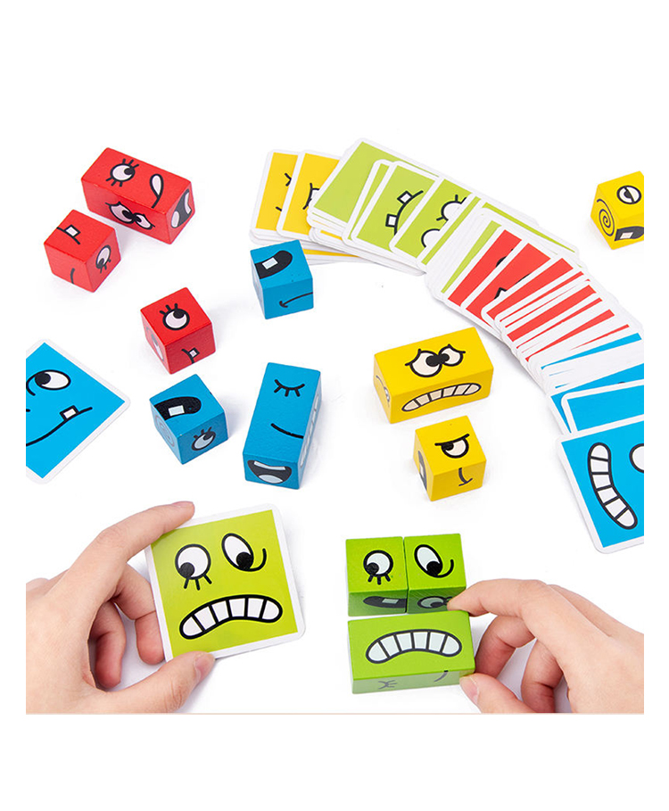 Sanjary Wooden Expression Puzzle WoodencubeToys puzzle color design may vary-picture-22