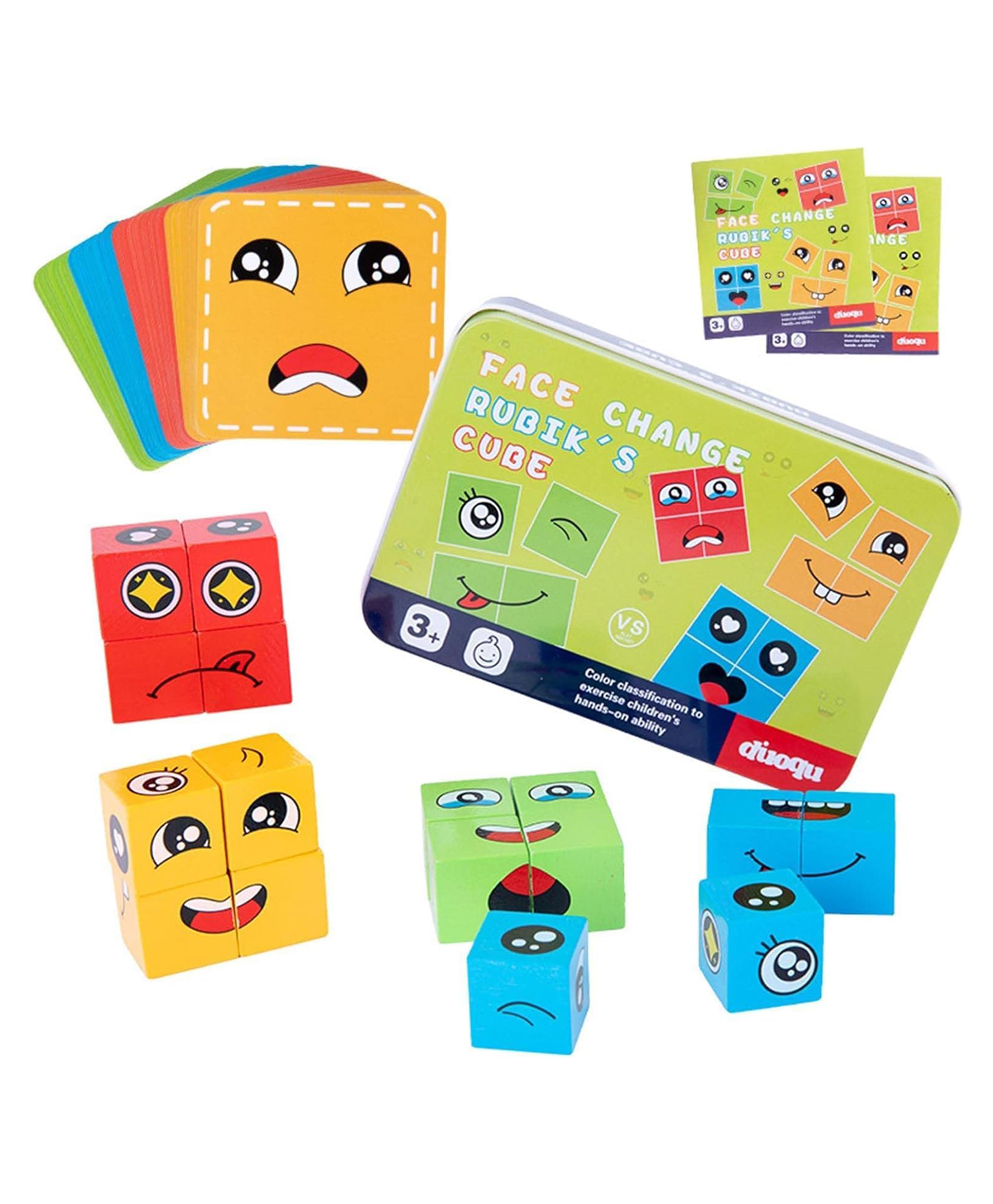 Sanjary Wooden Emoji Cube face Changing Expression Cube Matching Puzzle for Kids color design may vary-picture-24