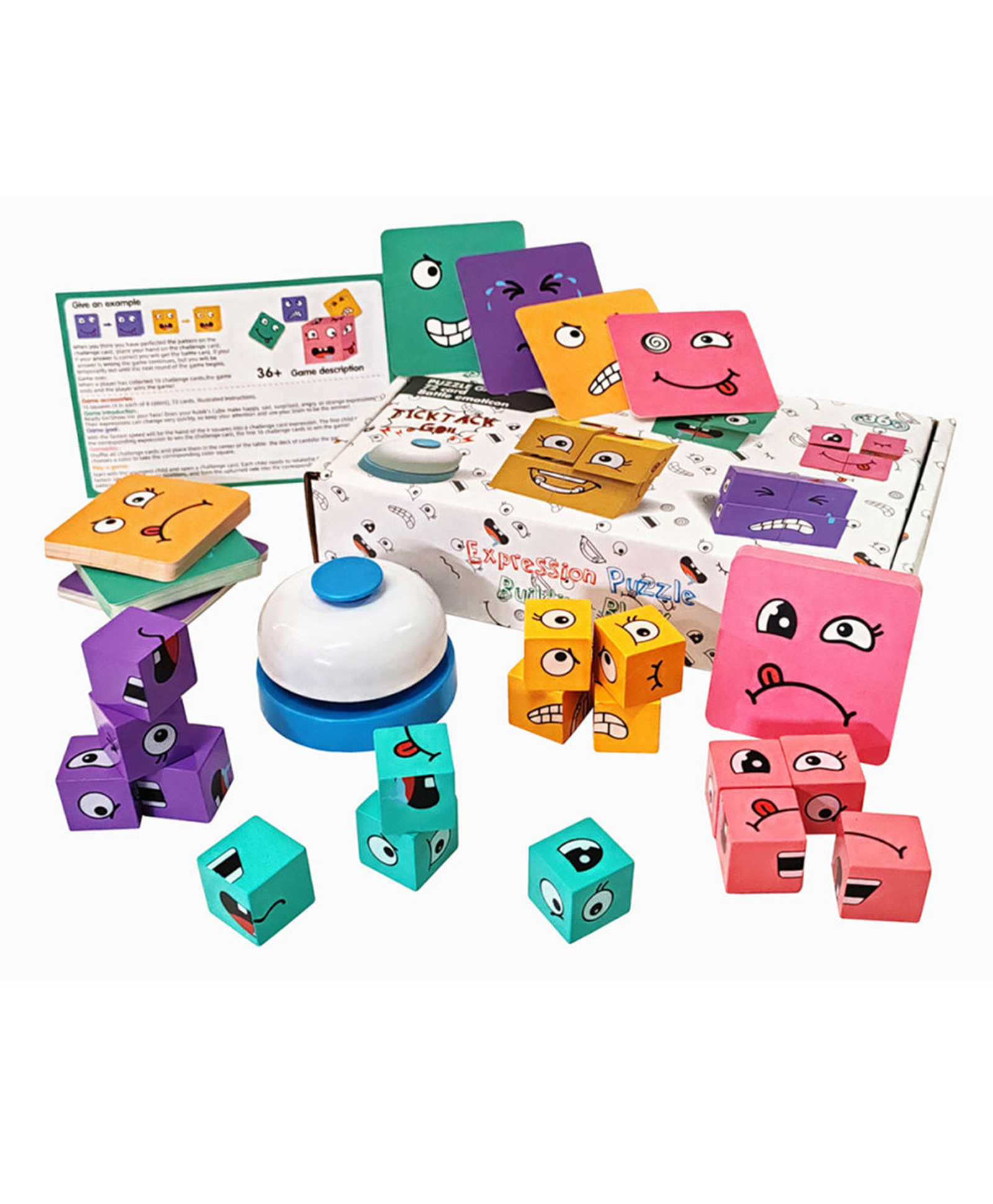 Sanjary Wooden Emoji Cube face Changing Expression Cube Matching Puzzle for Kids color design may vary-picture-23