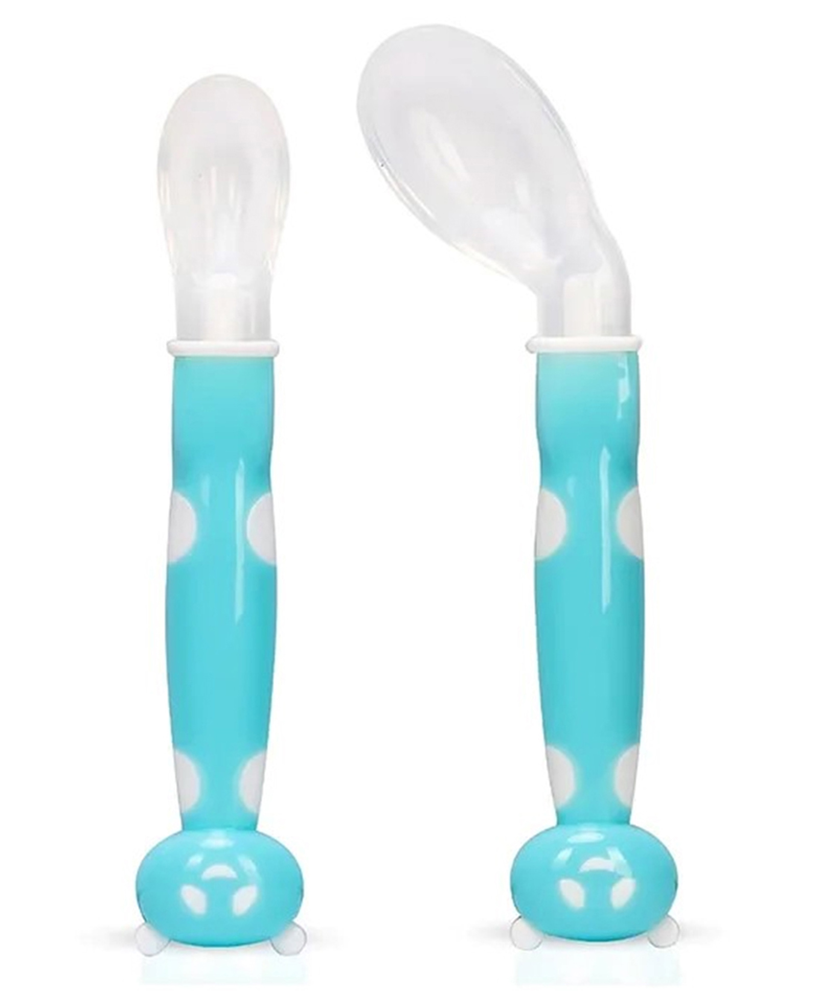 1st Step BPA Free Baby Angular Self Feeding Spoons Set With Silicone Tip - Polypropylene, Silicone (Blue)-picture-19