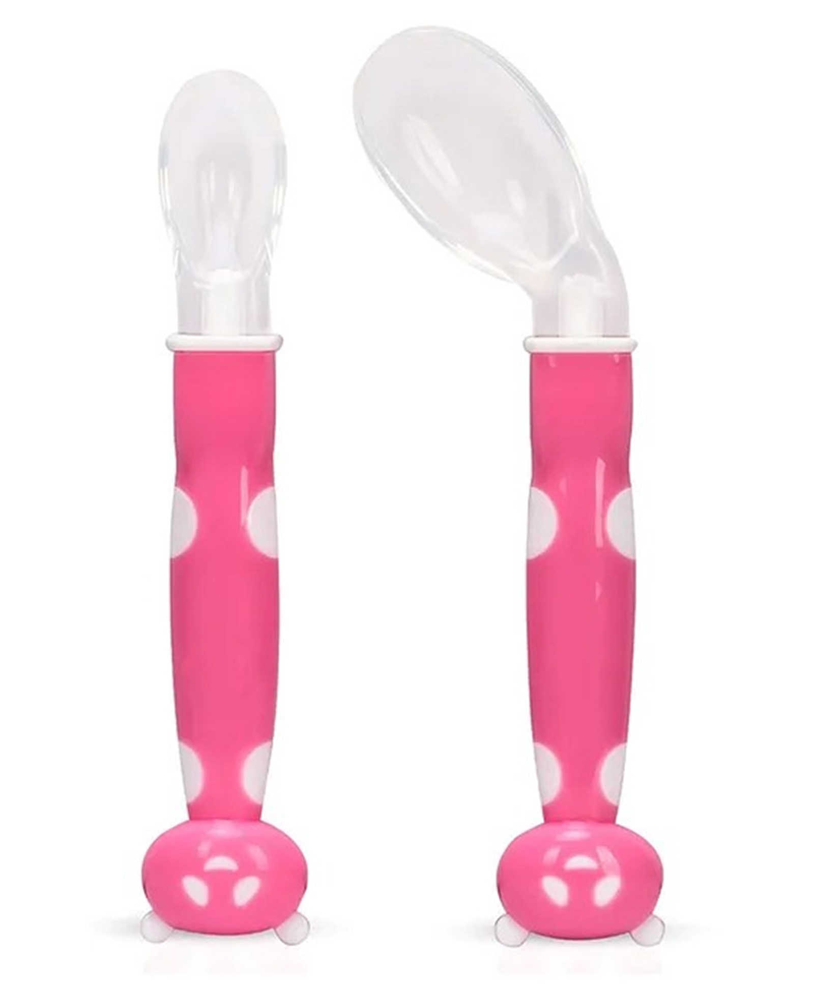 1st Step BPA Free Baby Angular Self Feeding Spoons Set With Silicone Tip - Polypropylene, Silicone (Pink)-picture-5