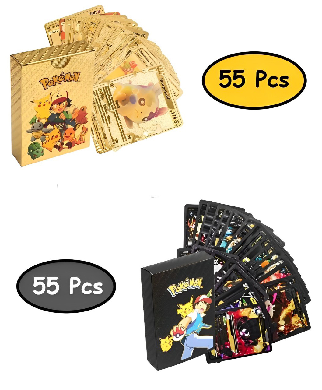 ADKD Combo of Golden & Black Pokemon Card Game - Pack of 2 set each Set of 55 Cards (Card Design May Vary)-picture-30