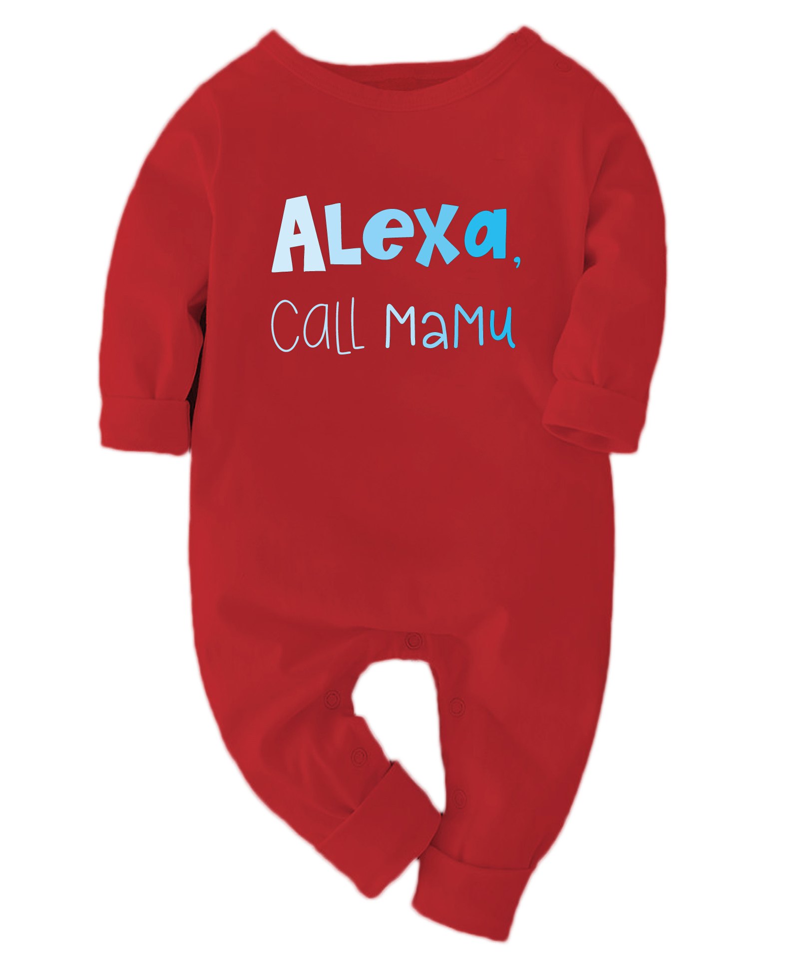 Zeezeezoo 100% Cotton Full Sleeves Alexa Call Mamu Text Printed Romper - Red-picture-11