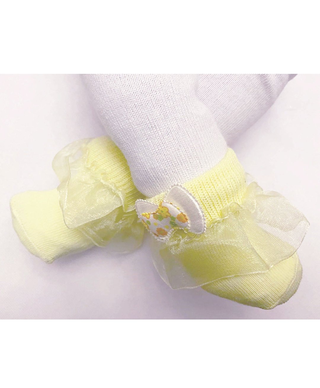 Akinos Kids Cotton Ruffle & Bow Applique Detailed Socks - Yellow-image-25