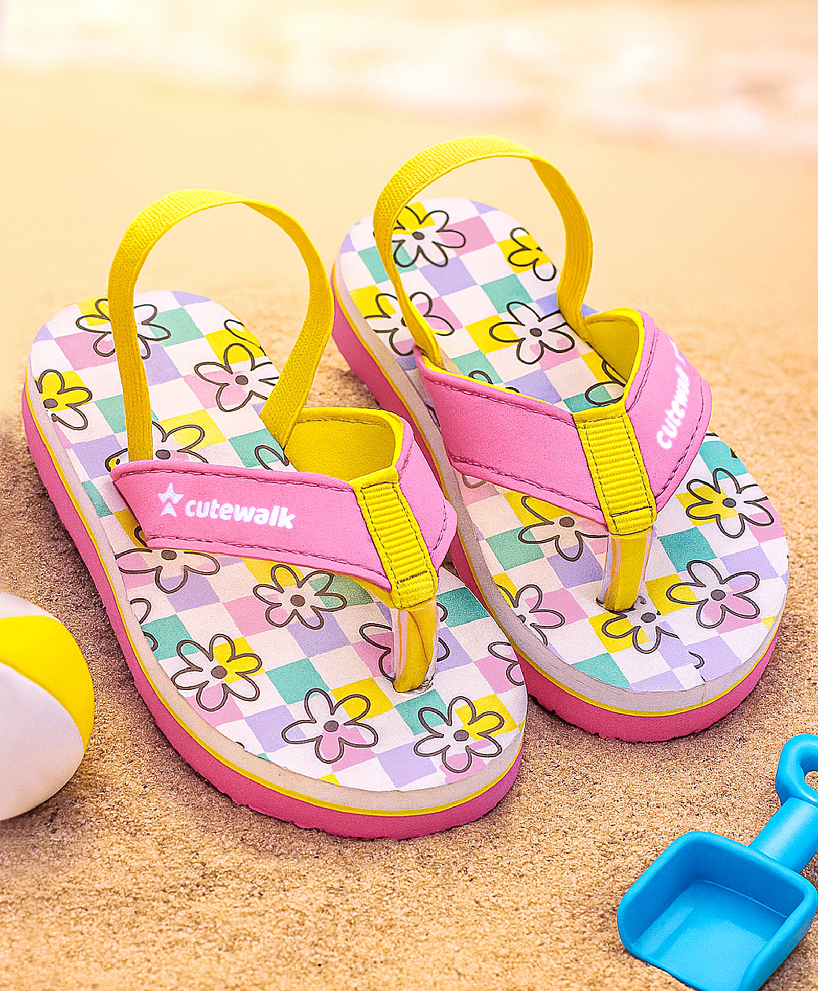 Cute Walk by Babyhug Slip on Flip Flops with Floral Print - Pink-picture-11