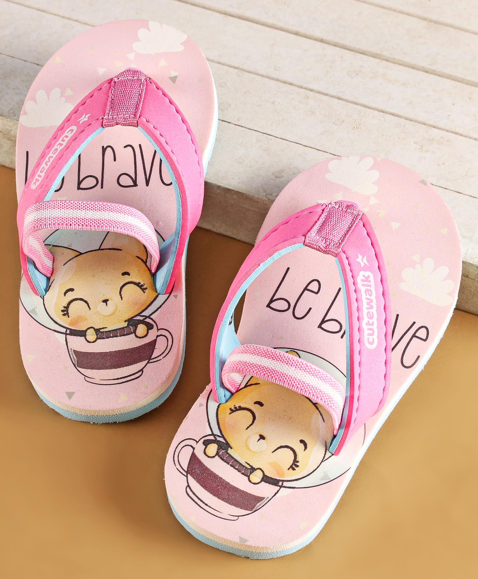 Cute Walk by Babyhug Flip Flops with Back Strap Closure & Fox Print - Pink-picture-16