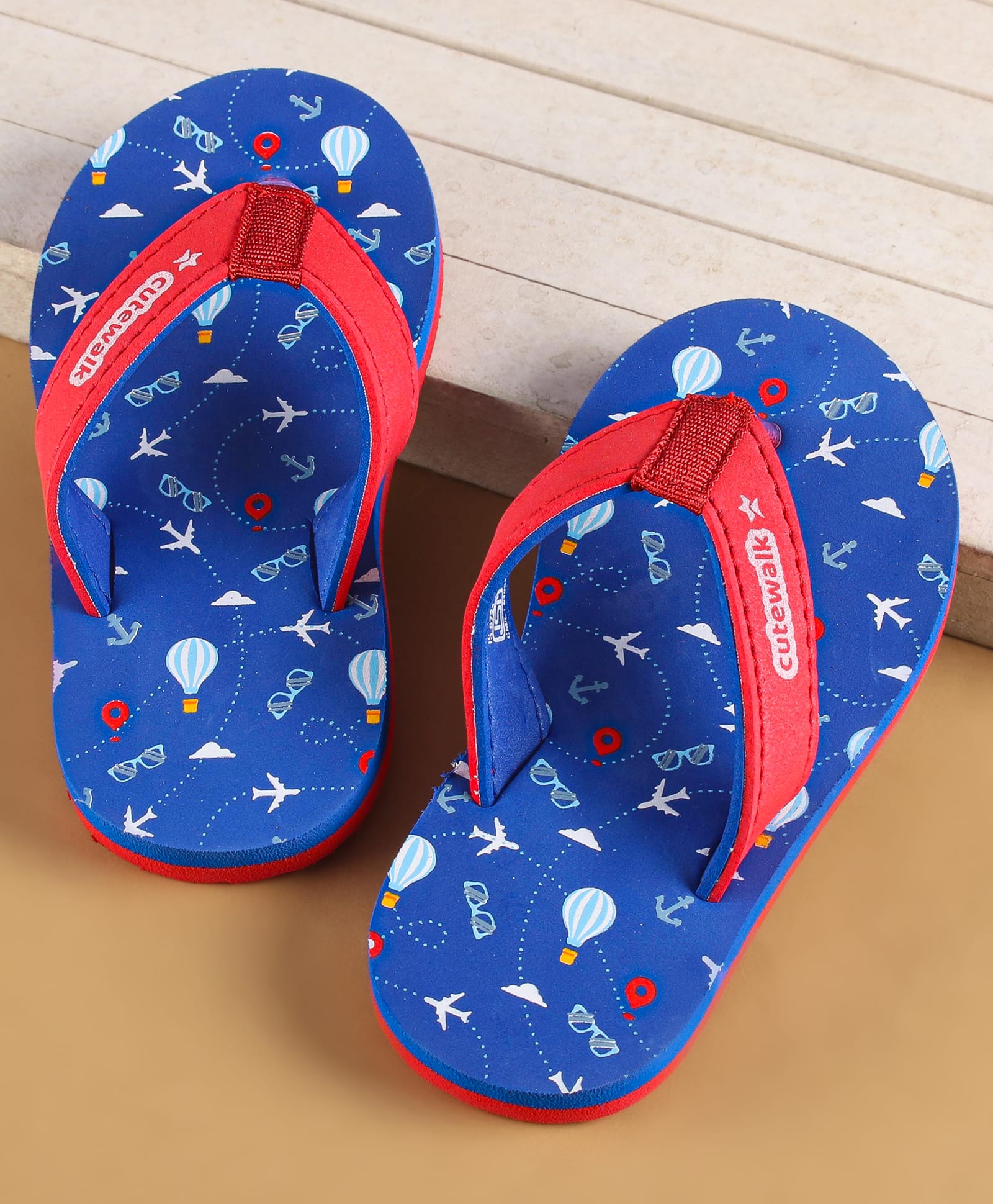 Cute Walk by Babyhug Slip OnFlip Flopswith Hot Air Balloon Print - Navy Blue-picture-27