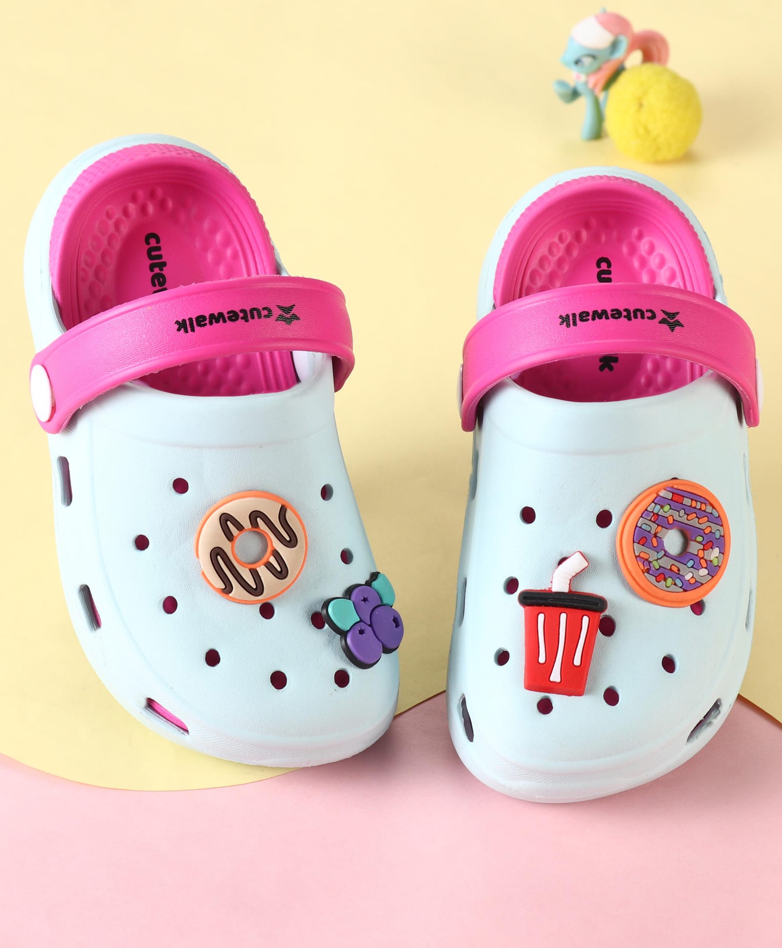 Cute Walk by Babyhug Clogs with Backstrap & Food Applique - Dark Pink-picture-25