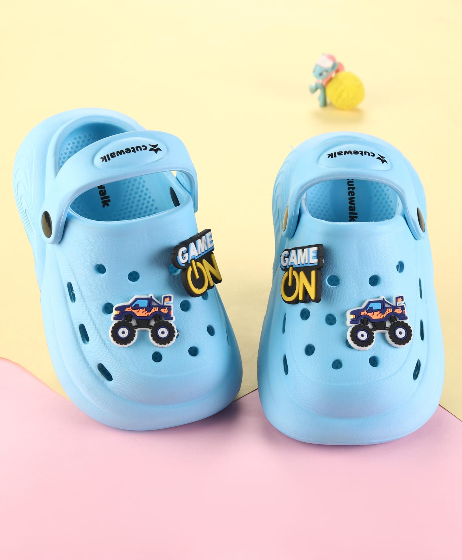 Cute Walk by Babyhug Clogs with Back Strap & Game On Applique - Light Blue-picture-22