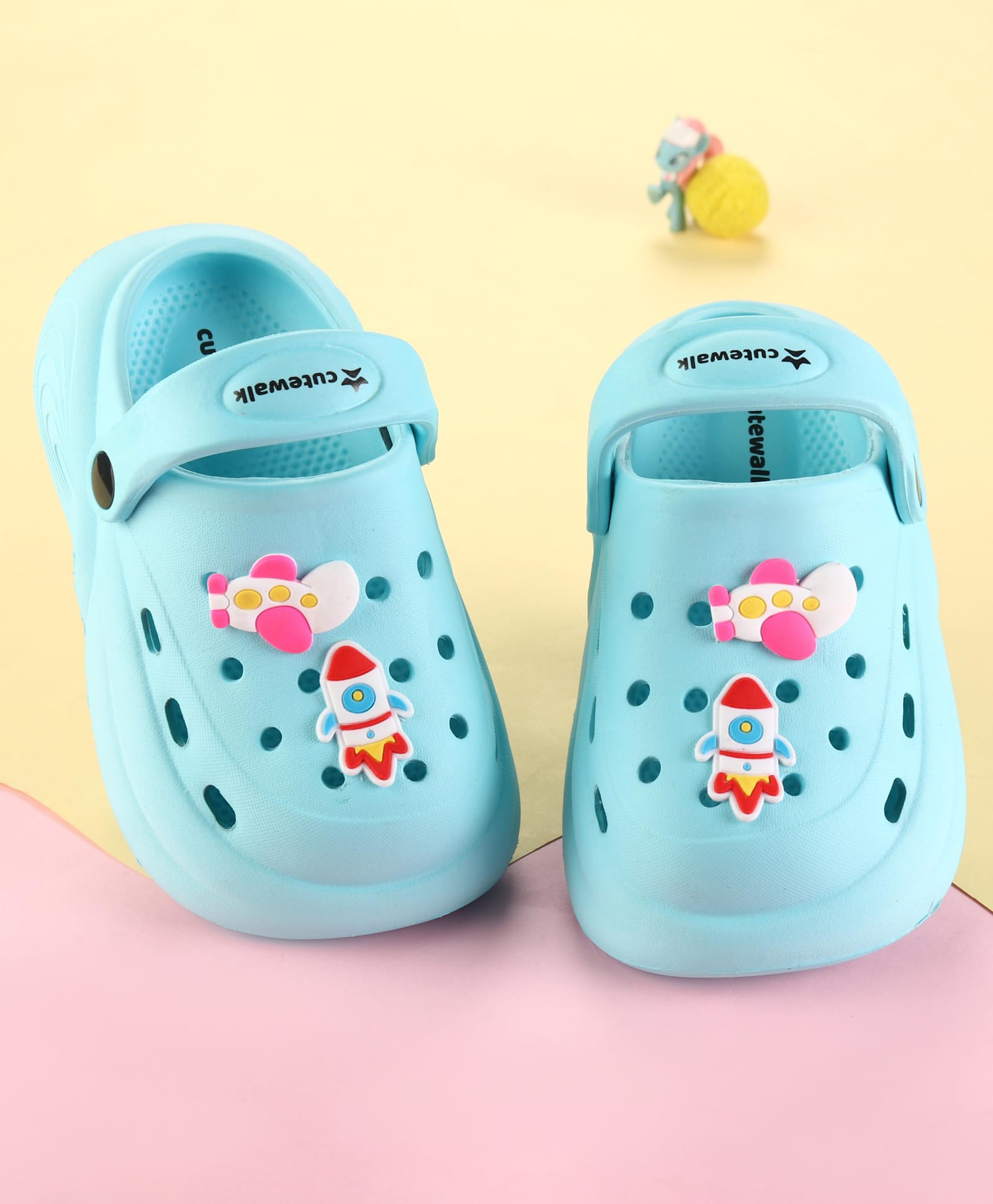 Cute Walk by Babyhug Clogs with Back Strap & Space Theme Applique - Light Blue-image-10