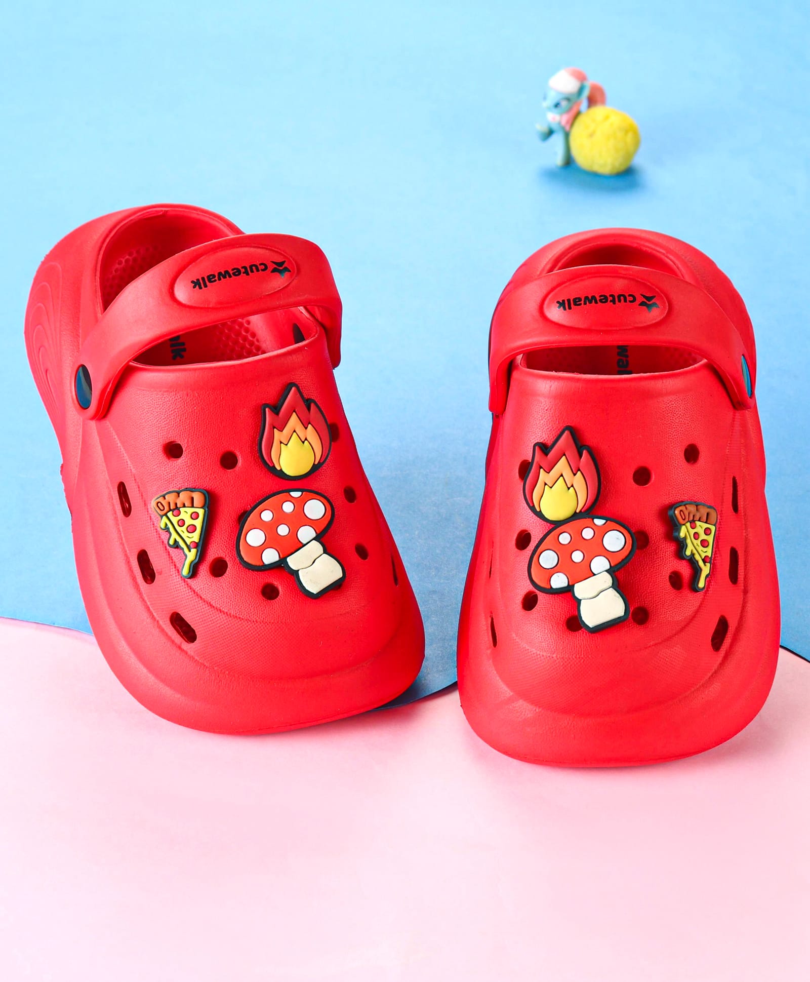 Cute Walk by Babyhug Clogs with Back Strap & Mushroom Applique -Red-picture-21