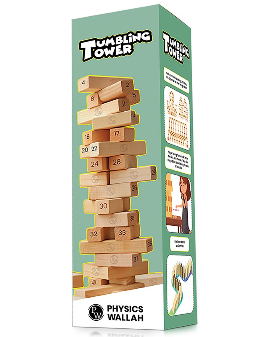 physics wallah PW Curious Jr. Tumbling Tower| Strategic Woodden Block Stacking Game for Kids 6+ Years with 48 numbered pcs for Hand-Eye Coordination, Focus and Patience Development-picture-17